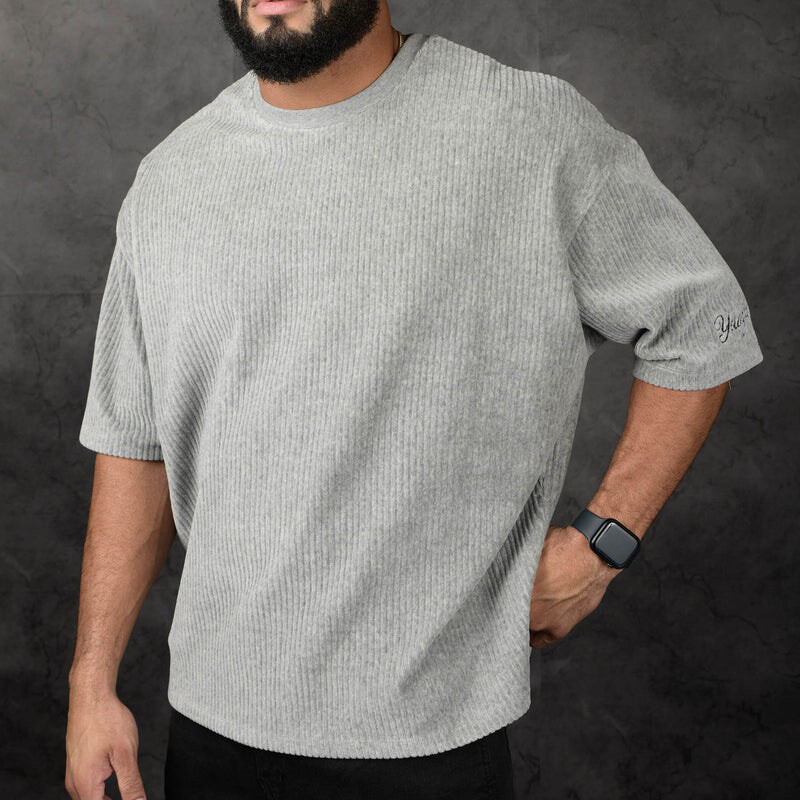Men&rsquo;s Trend Loose Solid Color Crewneck Cotton Short Sleeve T-shirt Top