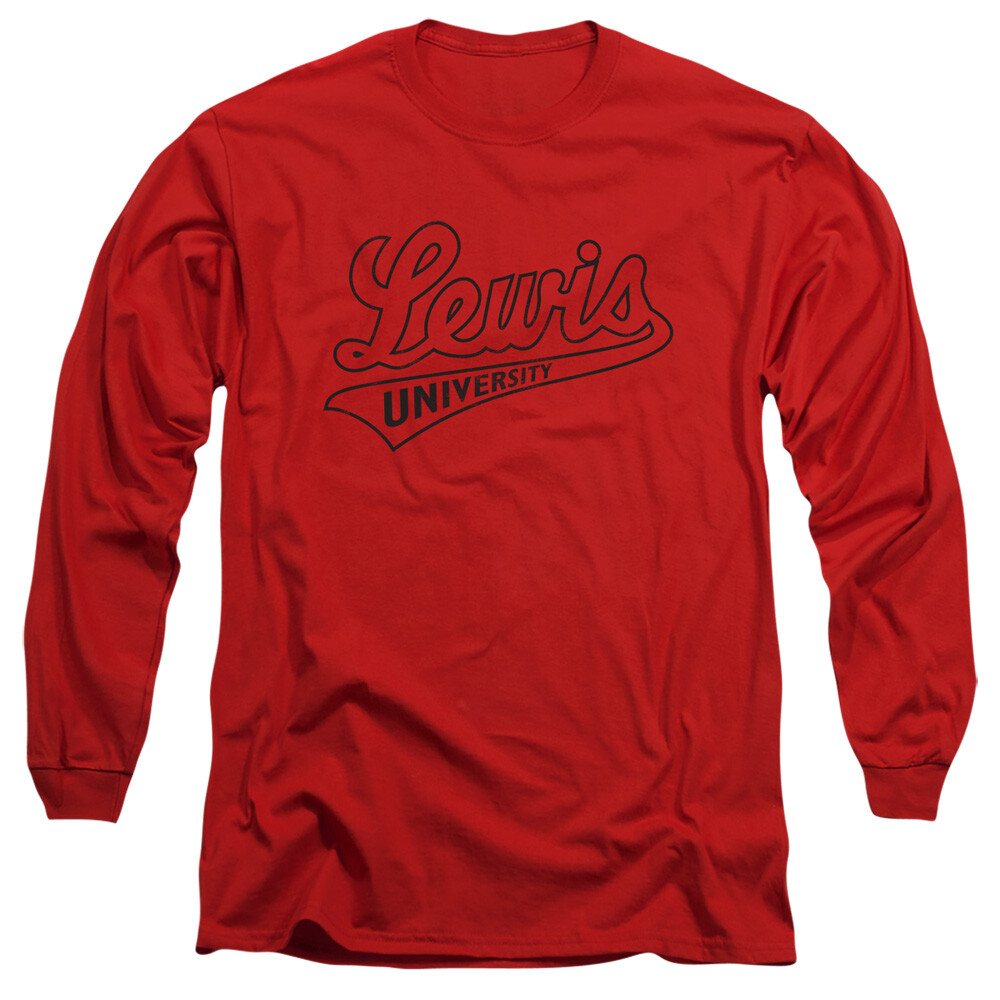 Lewis University Adult Long Sleeve T-Shirt Distressed Primary, Red, S-3XL