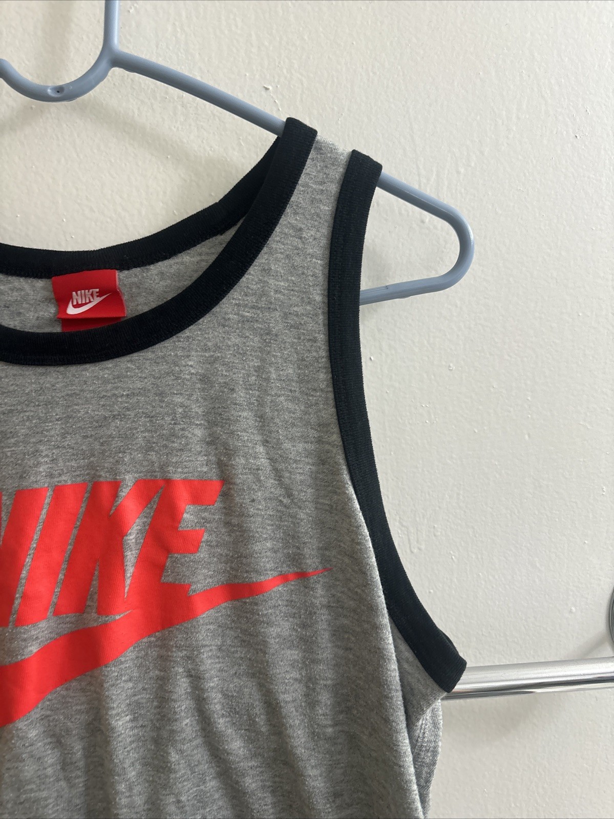 Nike Sportswear Ace Logo Ringer Icon Tank Mens Small Black Gray Red Tag