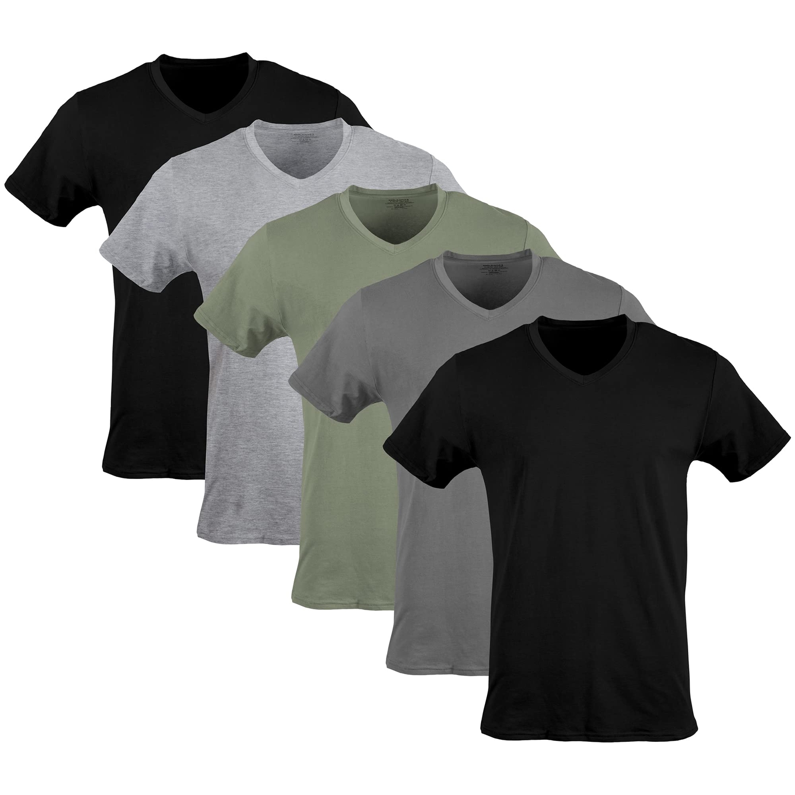 5 pack Mens Vneck Cotton T-Shirts,Underwear,XL Black/Grey/Charcoal/MilitaryGreen