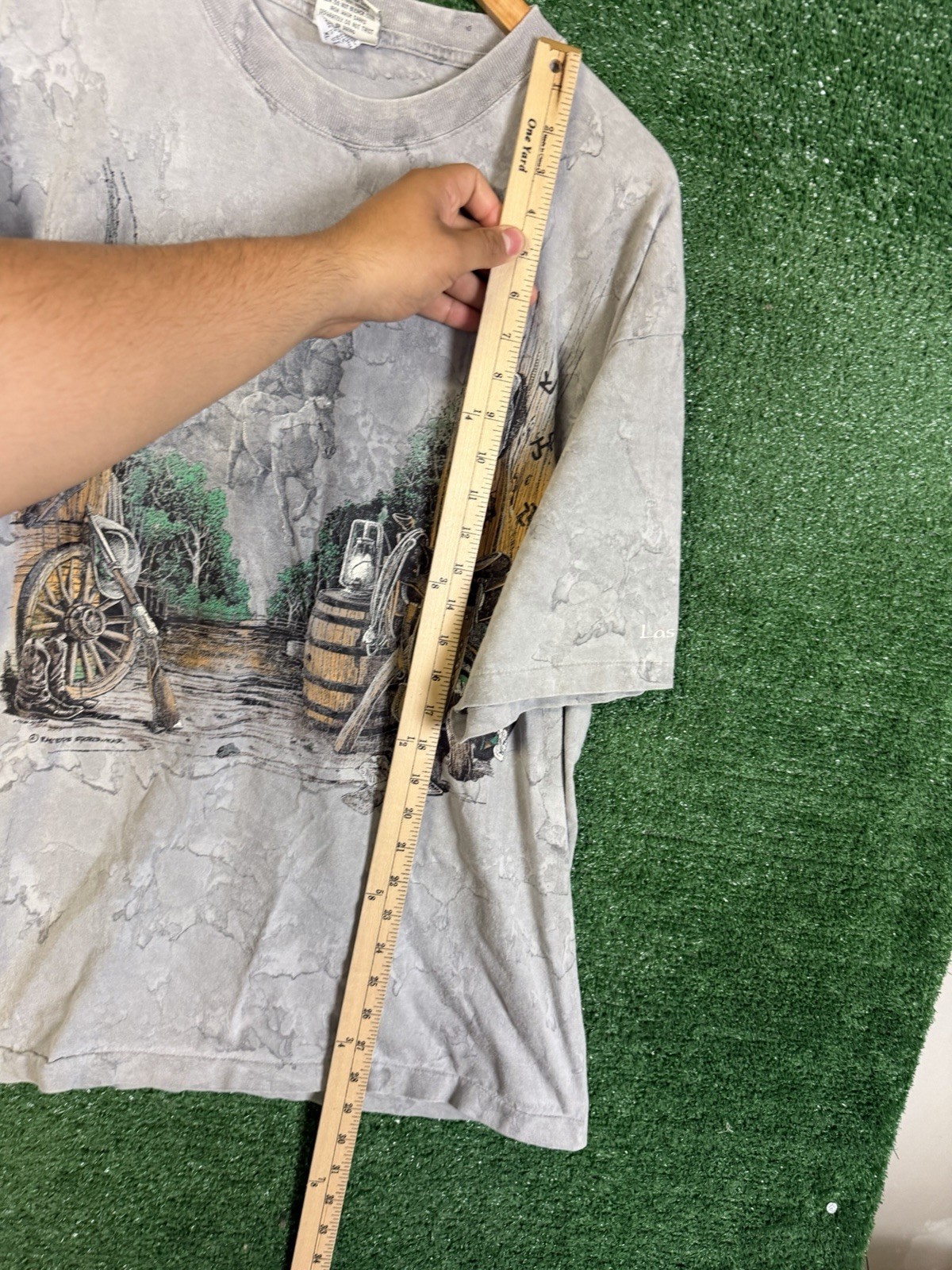 Vtg 90s Acid Washed Tie Dyed Cowboy T Shirt Western Ragtops Sportswear Art XL