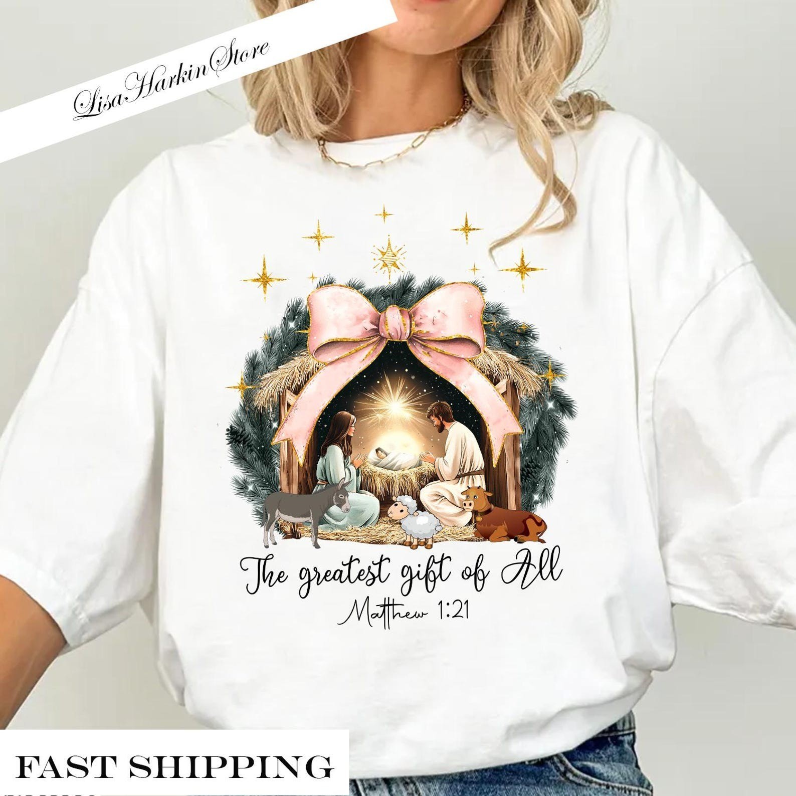 Christmas Nativity The Greatest Gift of All Shirt Christmas Holiday Gift Lovers