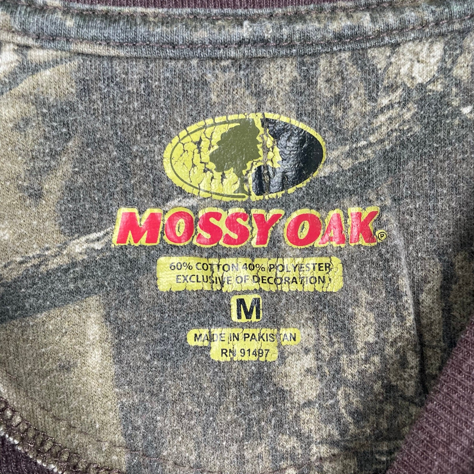 Mossy Oak Thermal Shirt Mens Medium Brown Waffle Knit Long Sleeve Outdoors Tee
