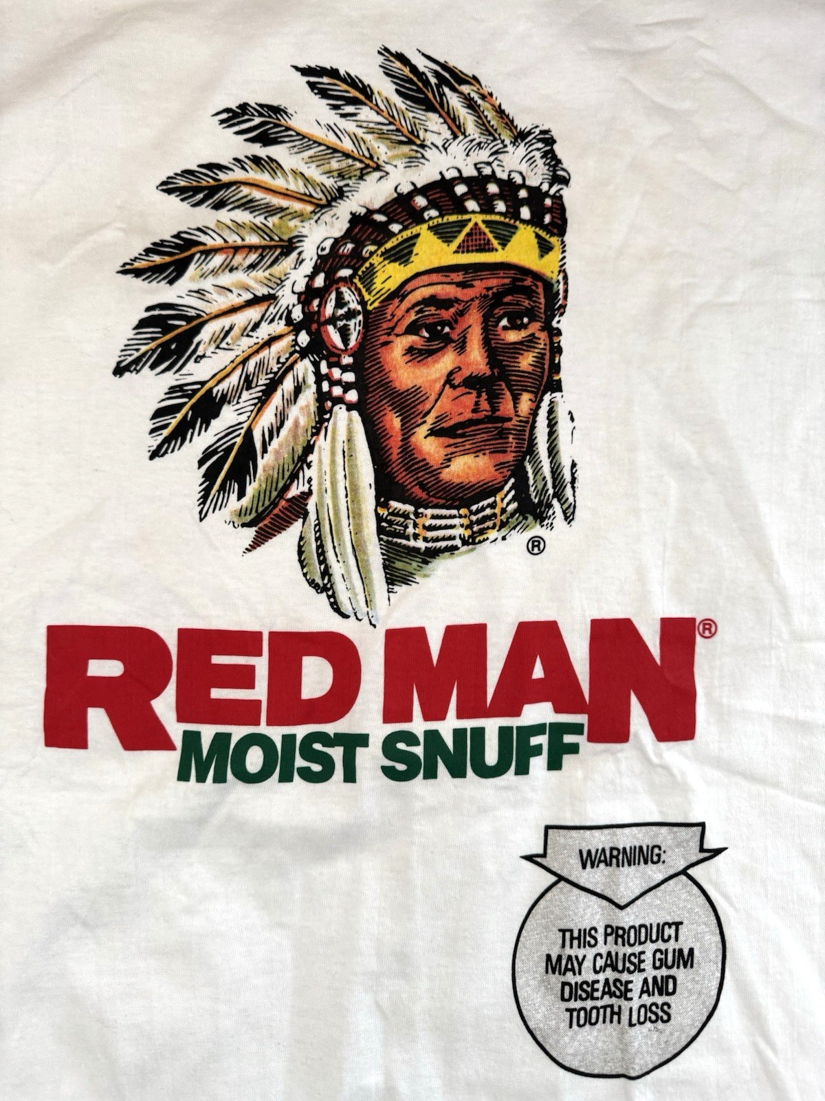 NOS Vintage 90s RED MAN Moist Snuff T-SHIRT Indian TOBACCO Tee SINGLE Stitch XL