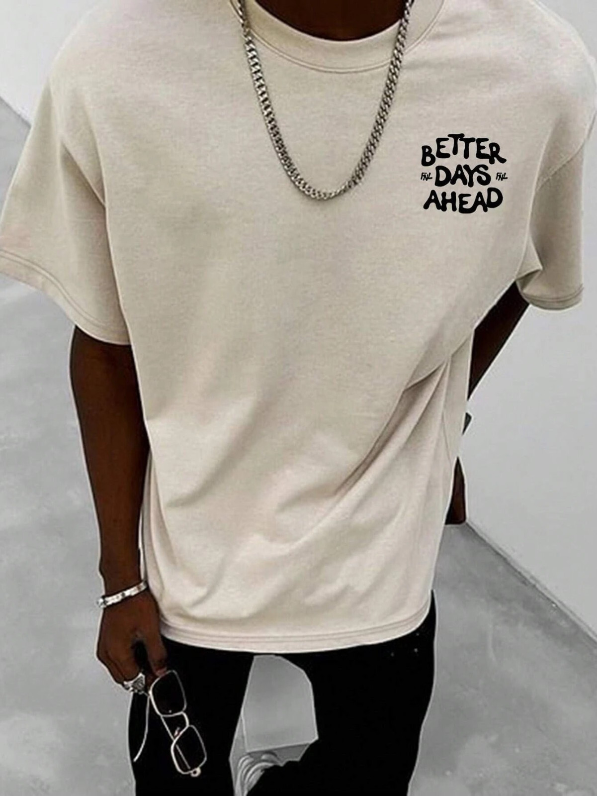 « Better Days Ahead » Printed Loose Fit Men&rsquo;s Cotton Tshirt For Summer Streetwear