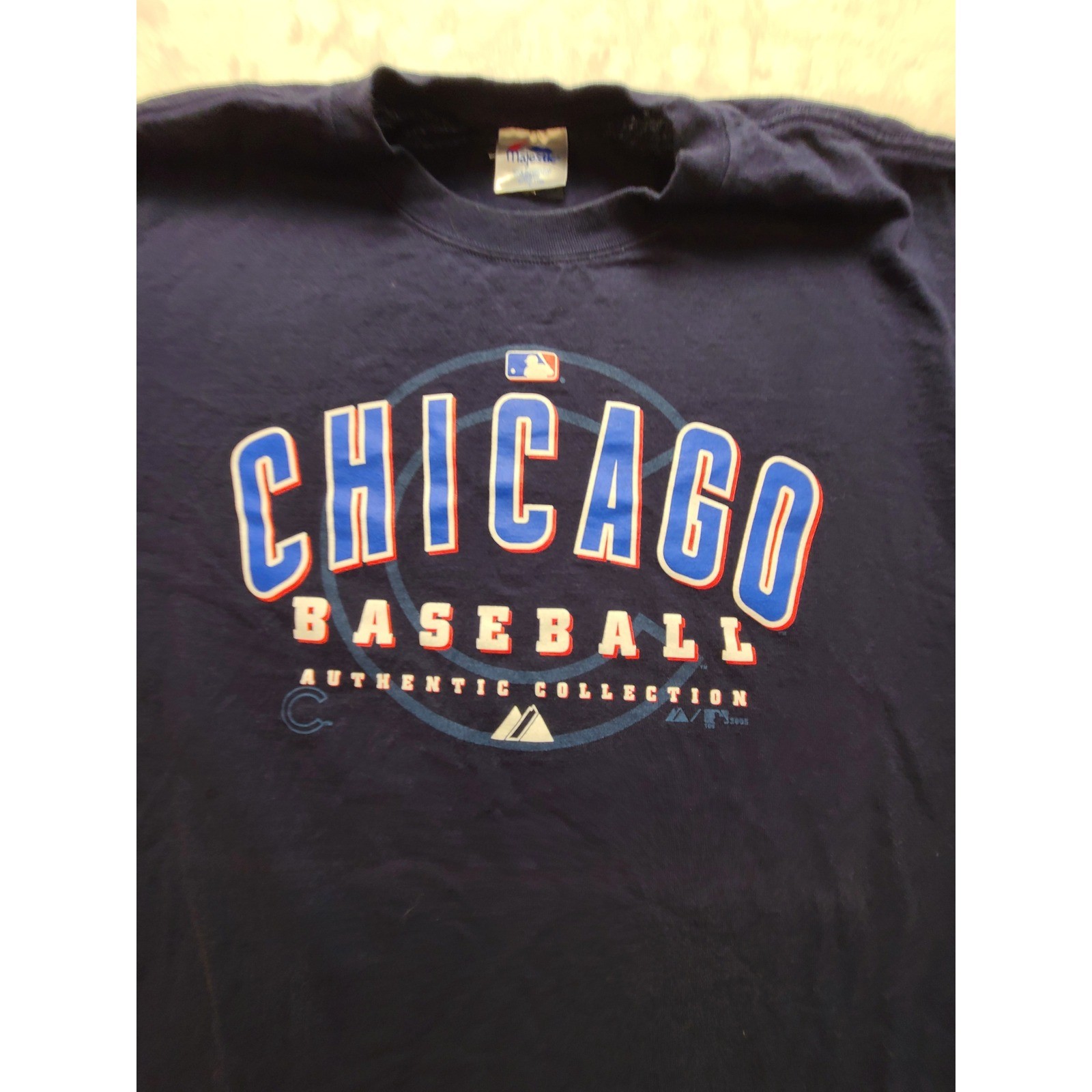 Majestic Chicago Baseball MLB Authentic Collection Navy TShirt Style Men&rsquo;s Large