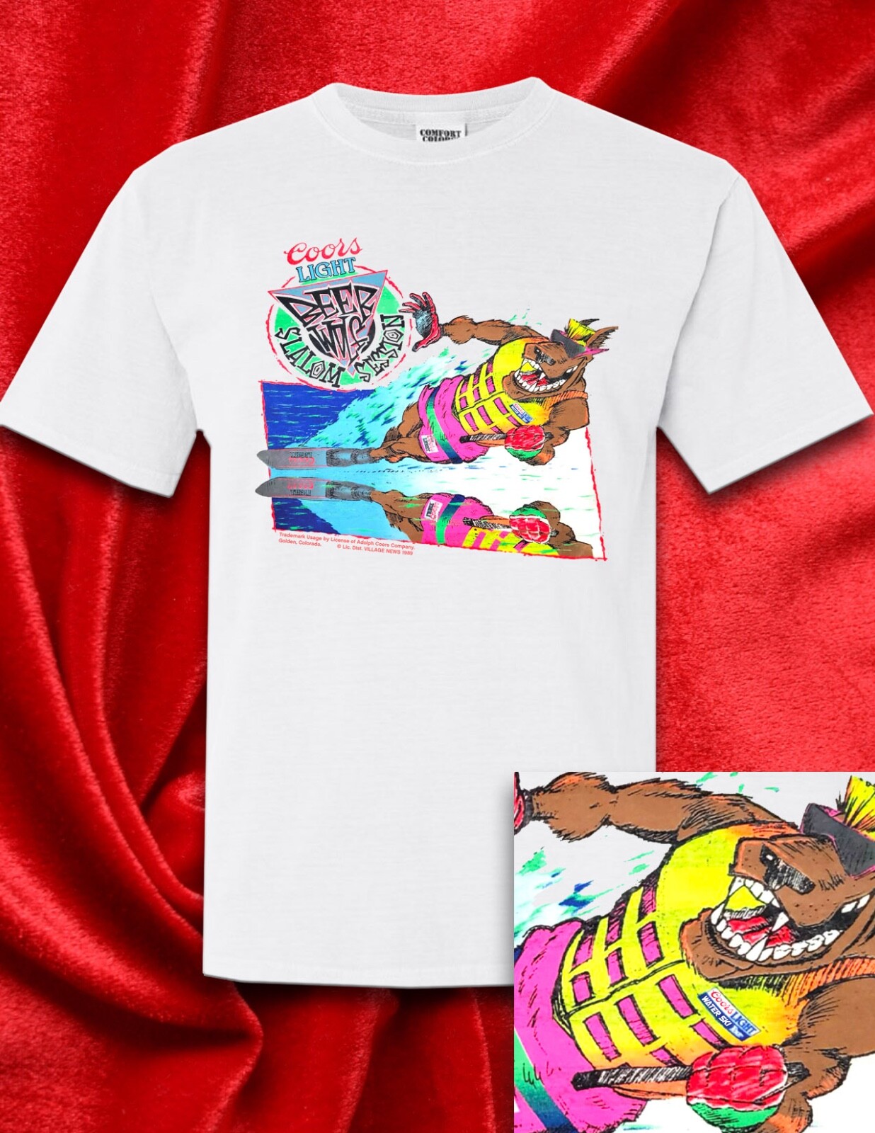 Beer Wolf Water Ski 1989 WHITE short sleeve t-shirt