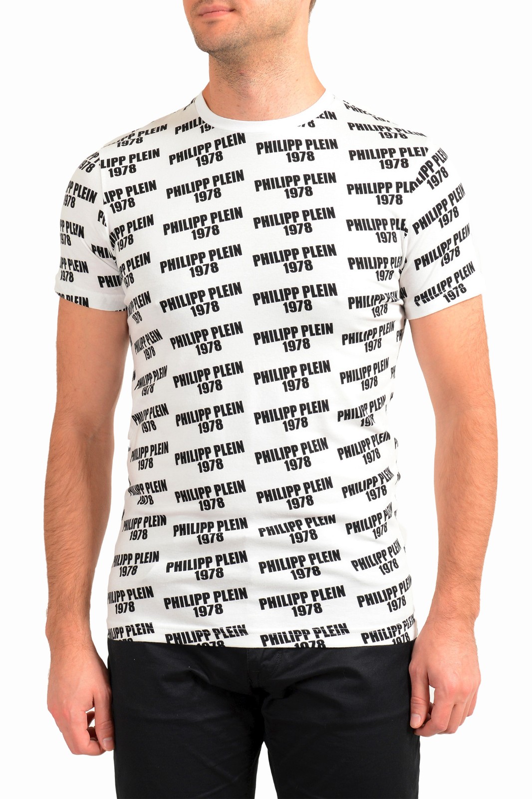 Philipp Plein Men&rsquo;s White Short Sleeve Logo Print Crewneck T-Shirt US 2XL IT 56