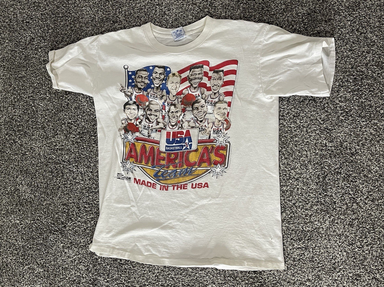 VTG 1992 USA Dream Team Caricature T-Shirt M Salem Michael Jordan Rare