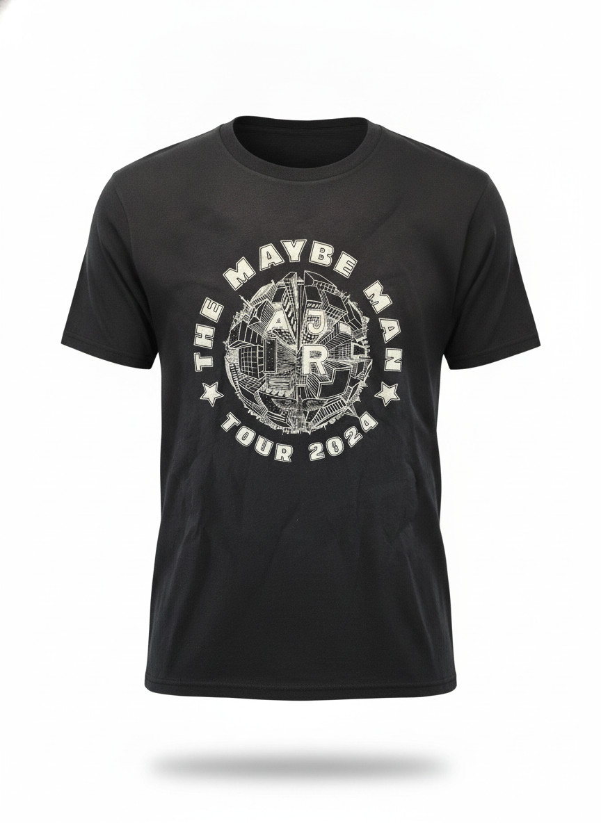 AJR The Maybe Man Tour 2024 Concert T Shirt XXL Black Graphic Band Tee EUC