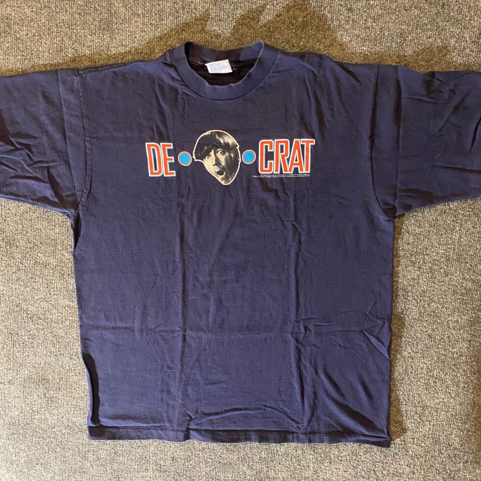AllSport Shirt Mens XL Navy 1996 The Three Stooges DEMOCRAT Graphic Cotton Tee