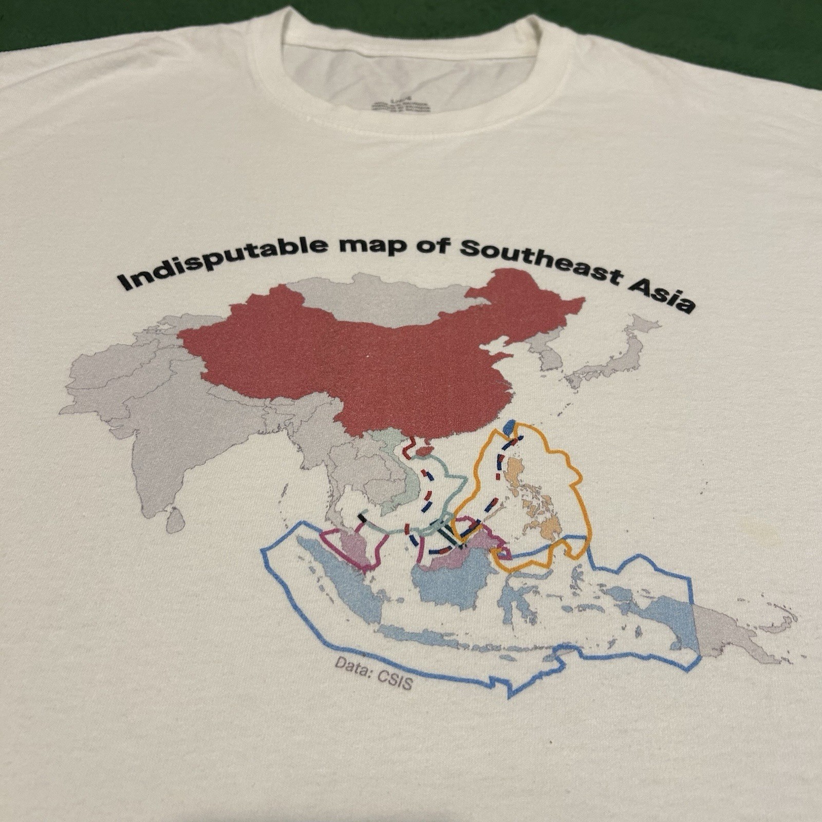 Indisputable Map of Southeast Asia Political T-Shirt Size Mens Large L Quartz