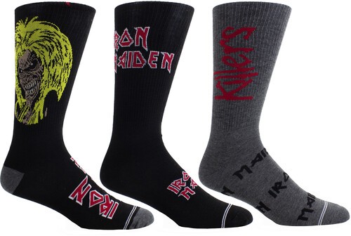 Iron Maiden – Perri&rsquo;s – Iron Maiden – Crew Socks (3 Pack Collector Guitar Shape