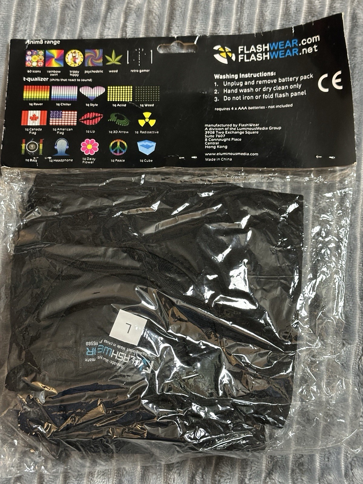 FlashWear T-Qualizer Smiley Face Sound Activated LED Equalizer T-Shirt Large