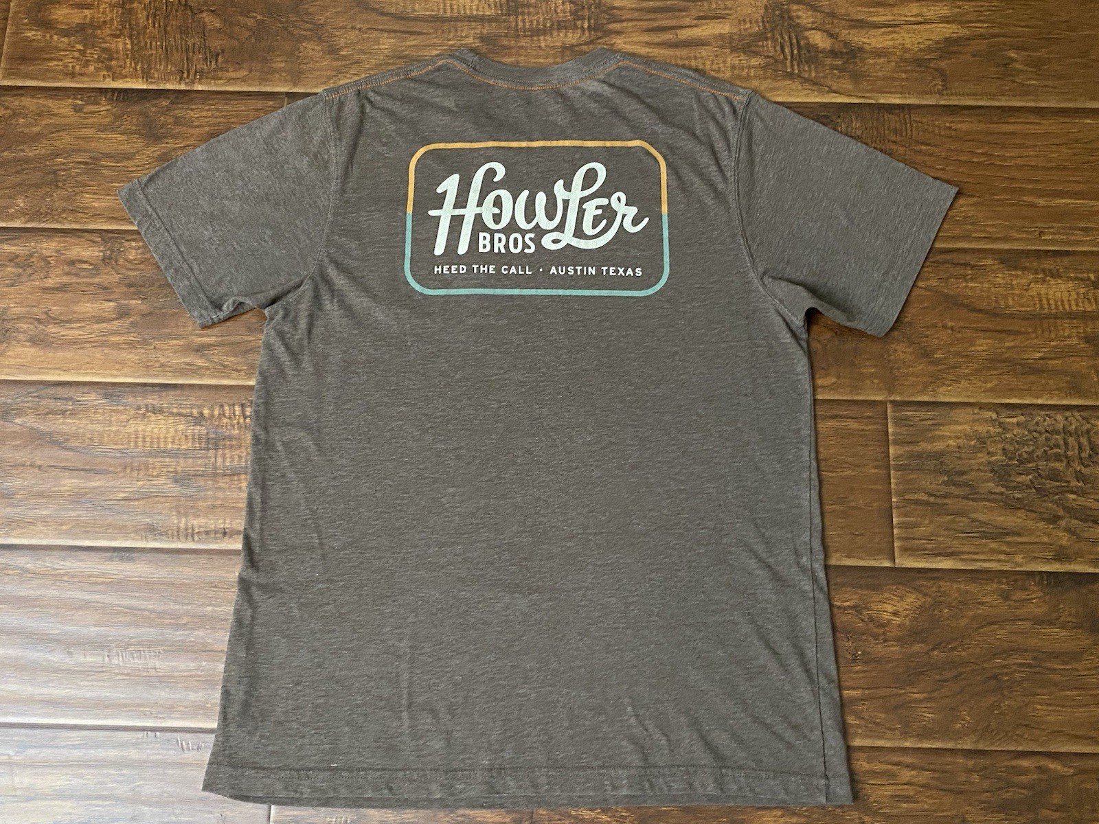 Howler Brothers Mens Brown Crew Pocket T-Shirt Short Sleeve Size L