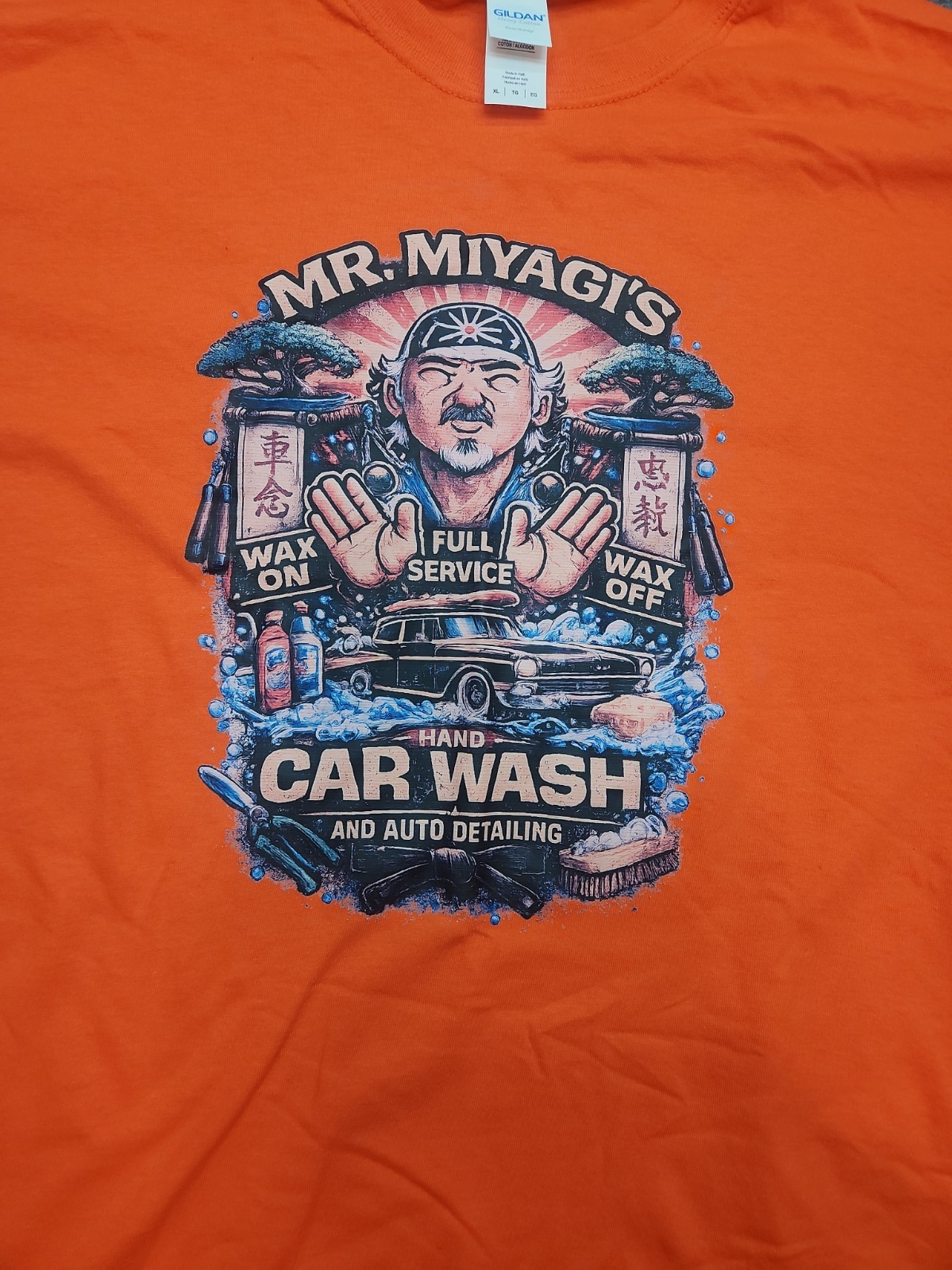 Mr Miyagi Hand Car wash Karate Kid Custom T-shirt Adult Men Funny Tee Full Color