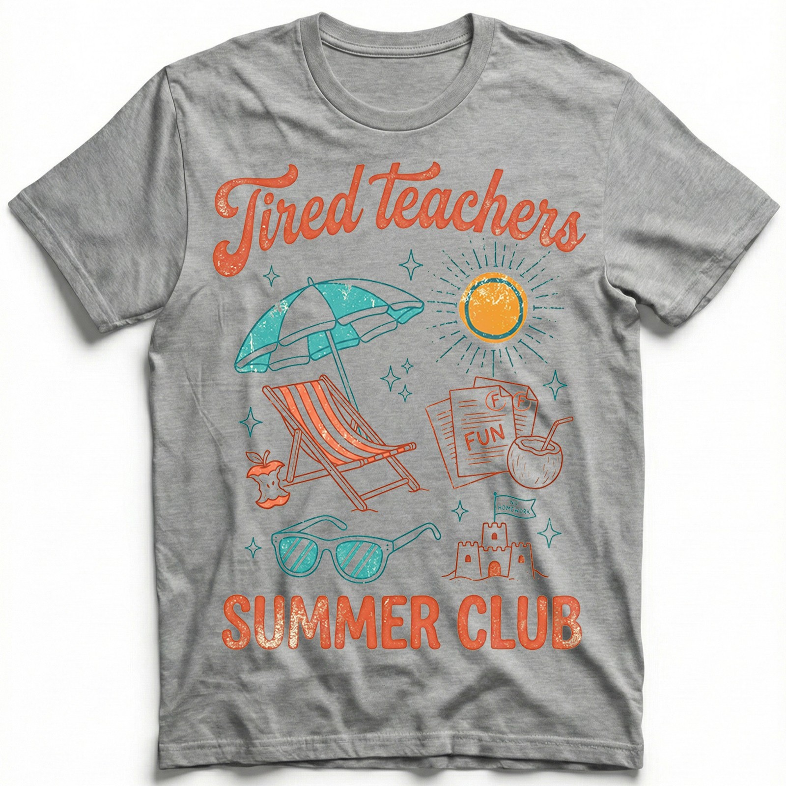 Tired Teachers Summer Club T-Shirt Funny School Break Beach Vacation Mode Tee