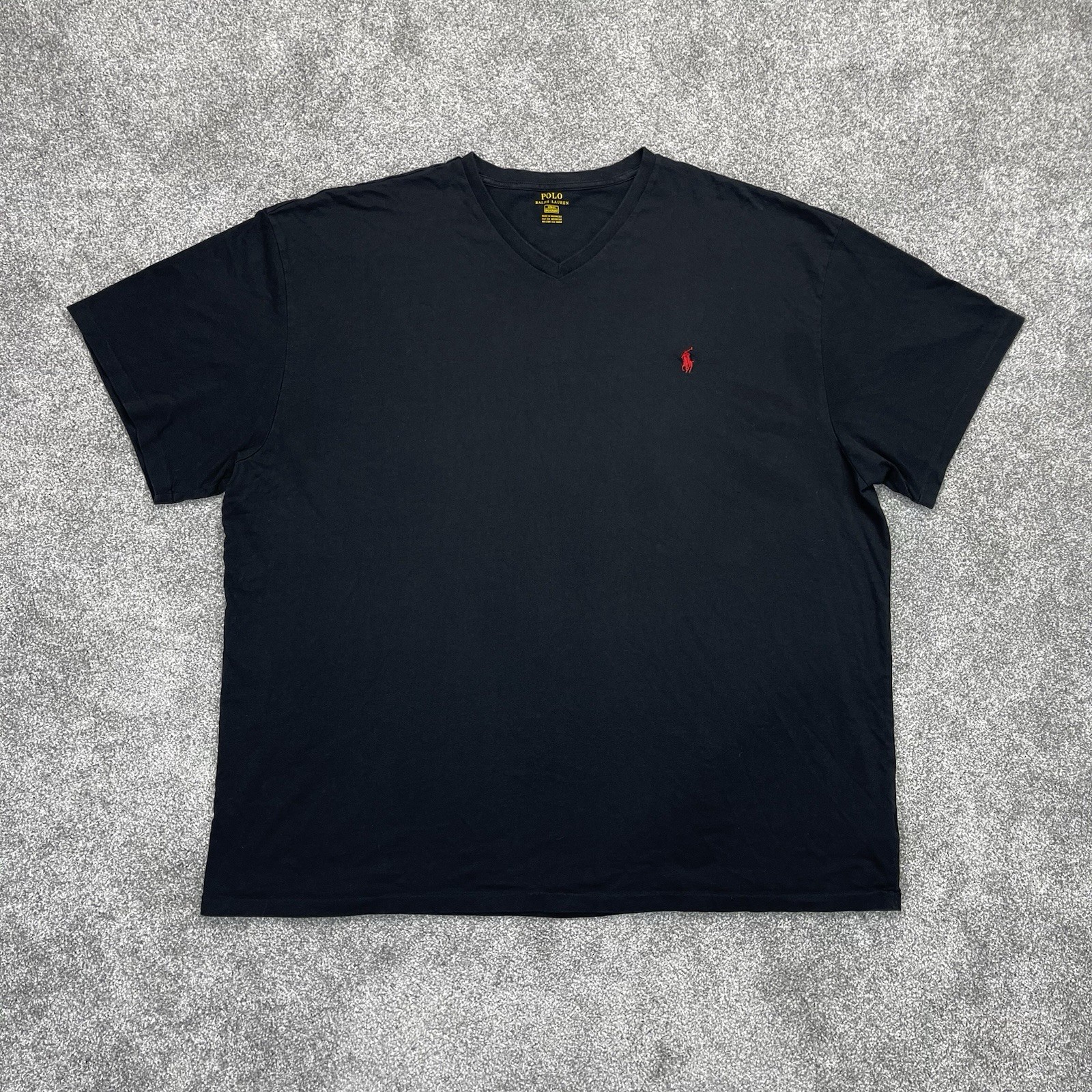 Polo Ralph Lauren T Shirt Mens 2XB Short Sleeve Cotton Black w/ Red Pony Logo