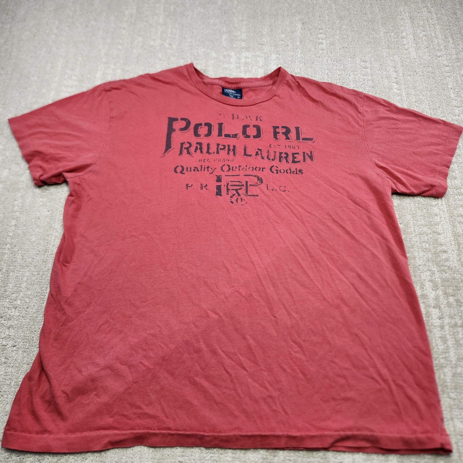 Vintage Polo Ralph Lauren Shirt Men Large 90s Y2K Spellout Red Single Stitch
