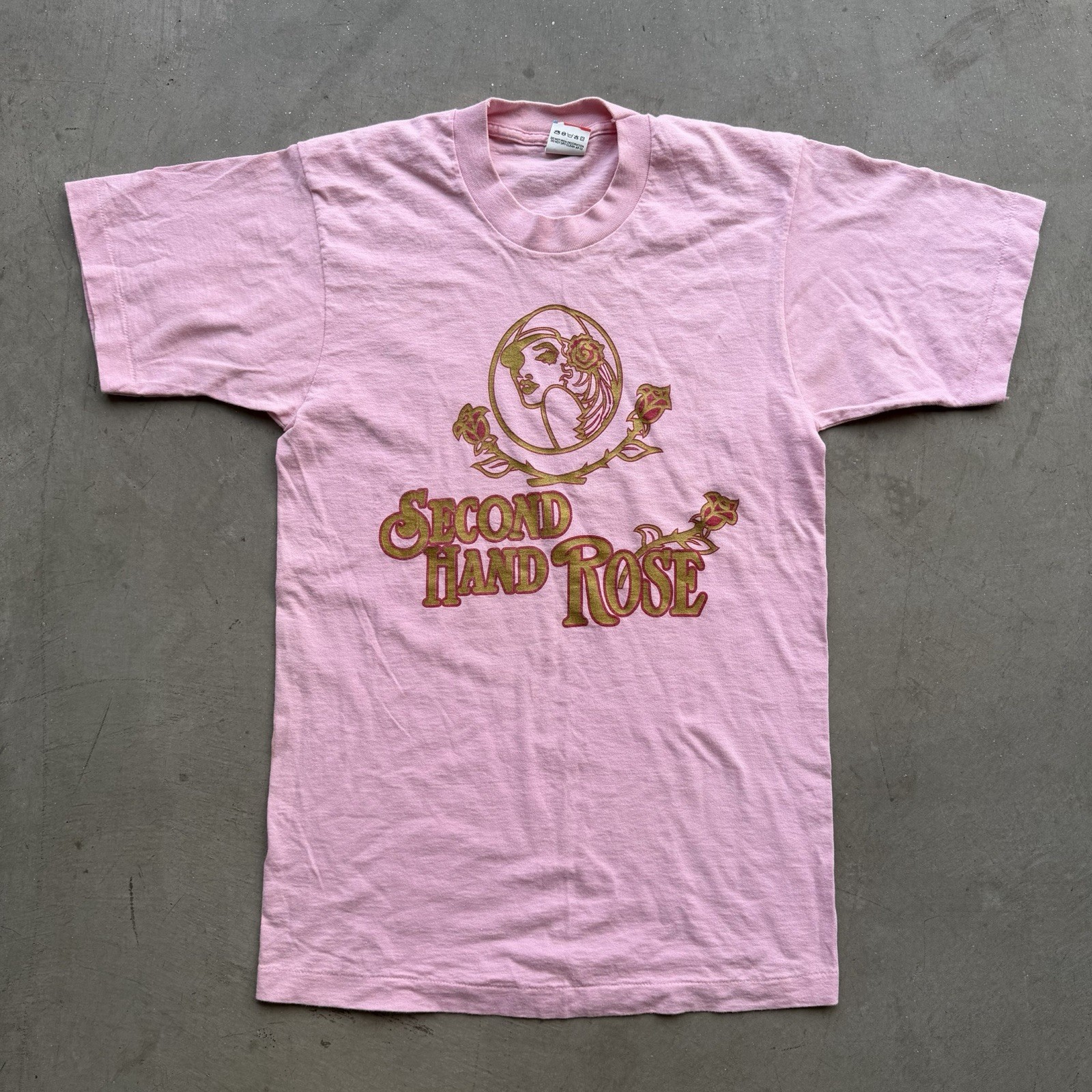 Vintage 90s Fruit Loom Second Hand Rose Mens M Shirt Pink USA Single Stitch