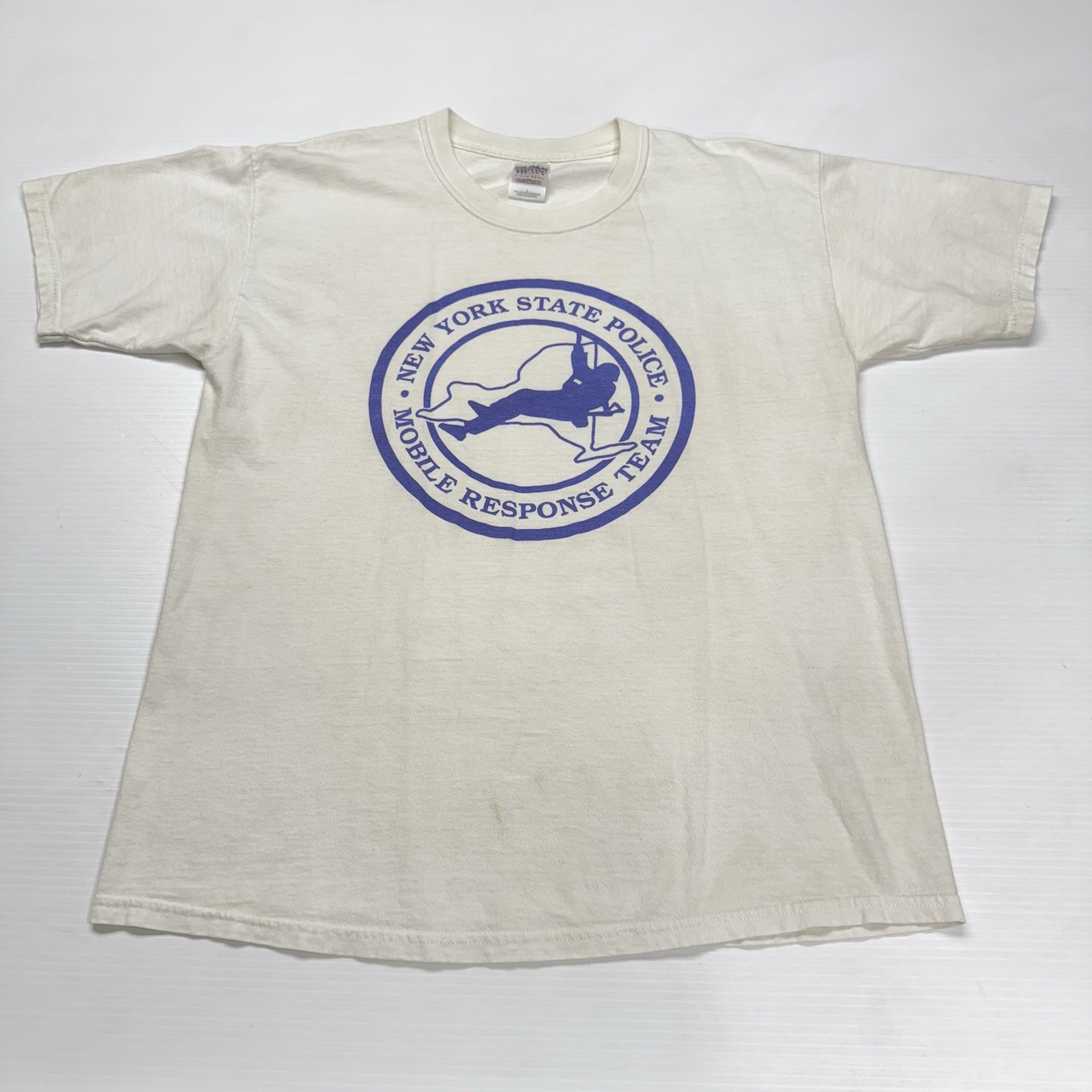 Vtg New York State Police Mens T-Shirt L Mobile Response Team Big Logo Graphic