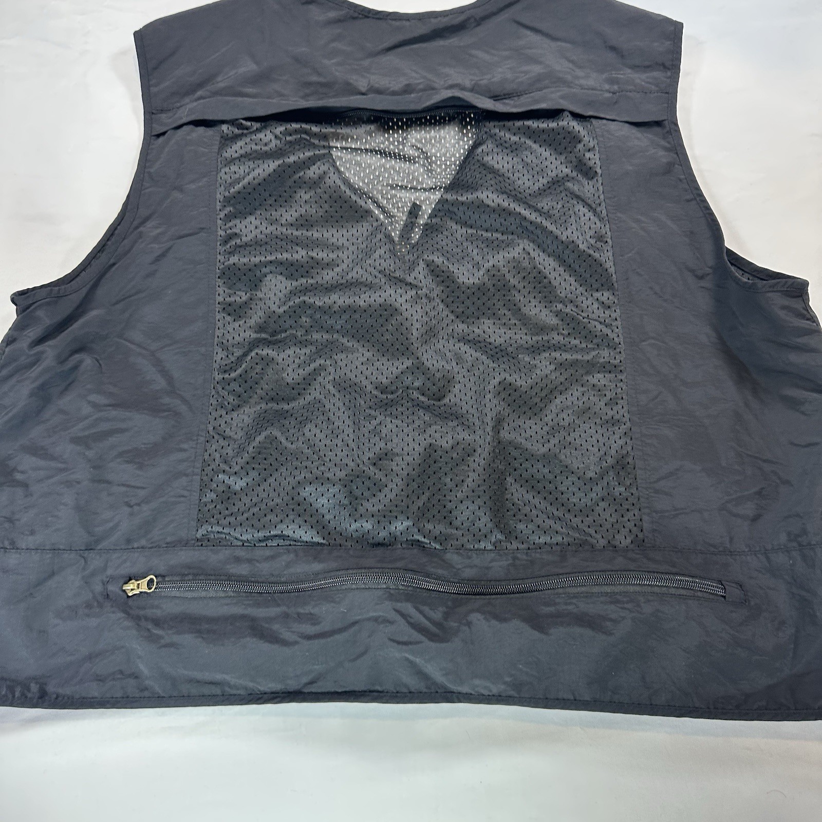 Mens Leisure Sports Multi Pocket Vest Fishing Outdoor Vest Solid Color Sz XL