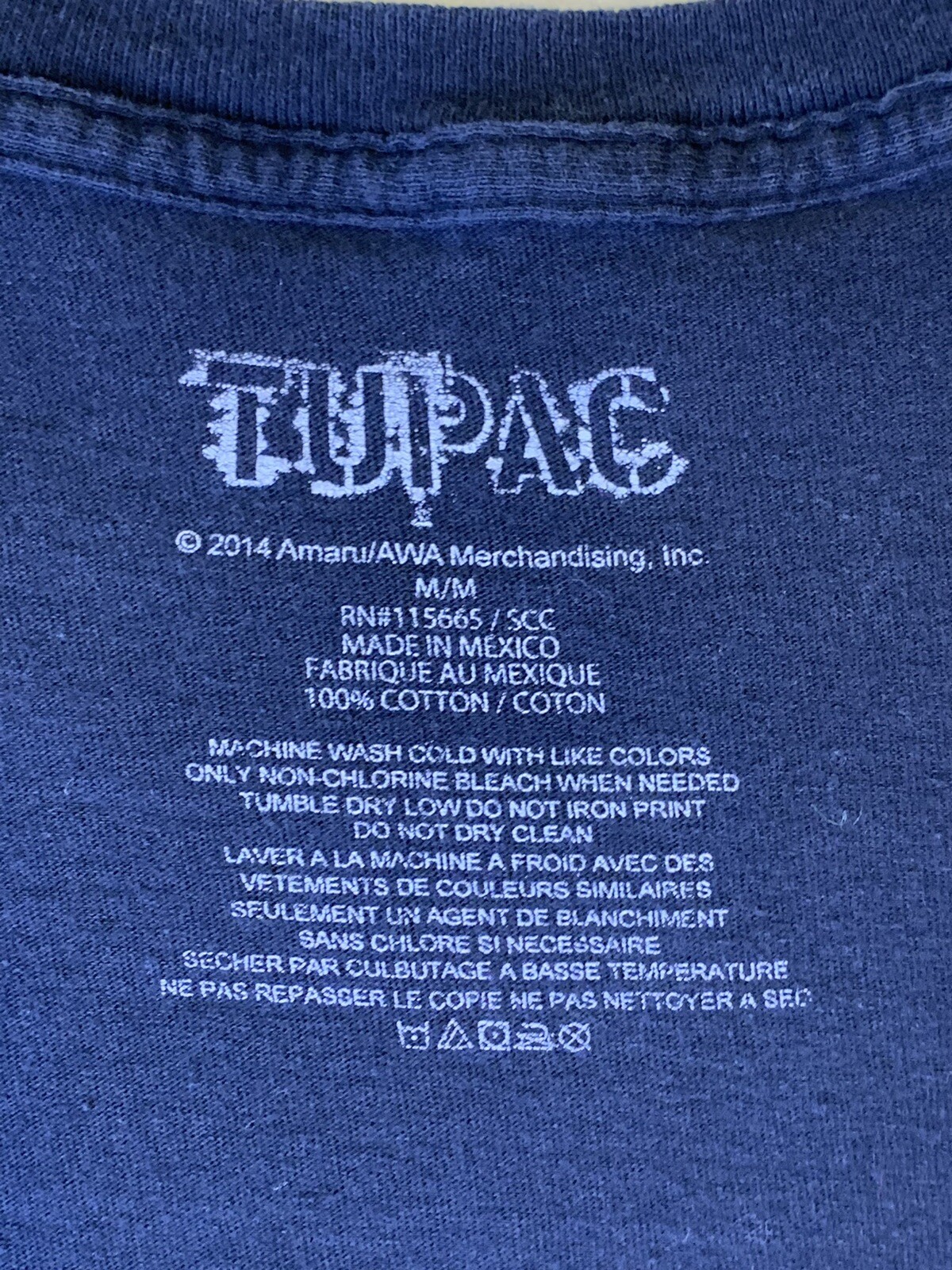 Tupac Shakur Amaru AWA M/M 2014 Hip Hop T-Shirt Black Flag White Bandana Mens M