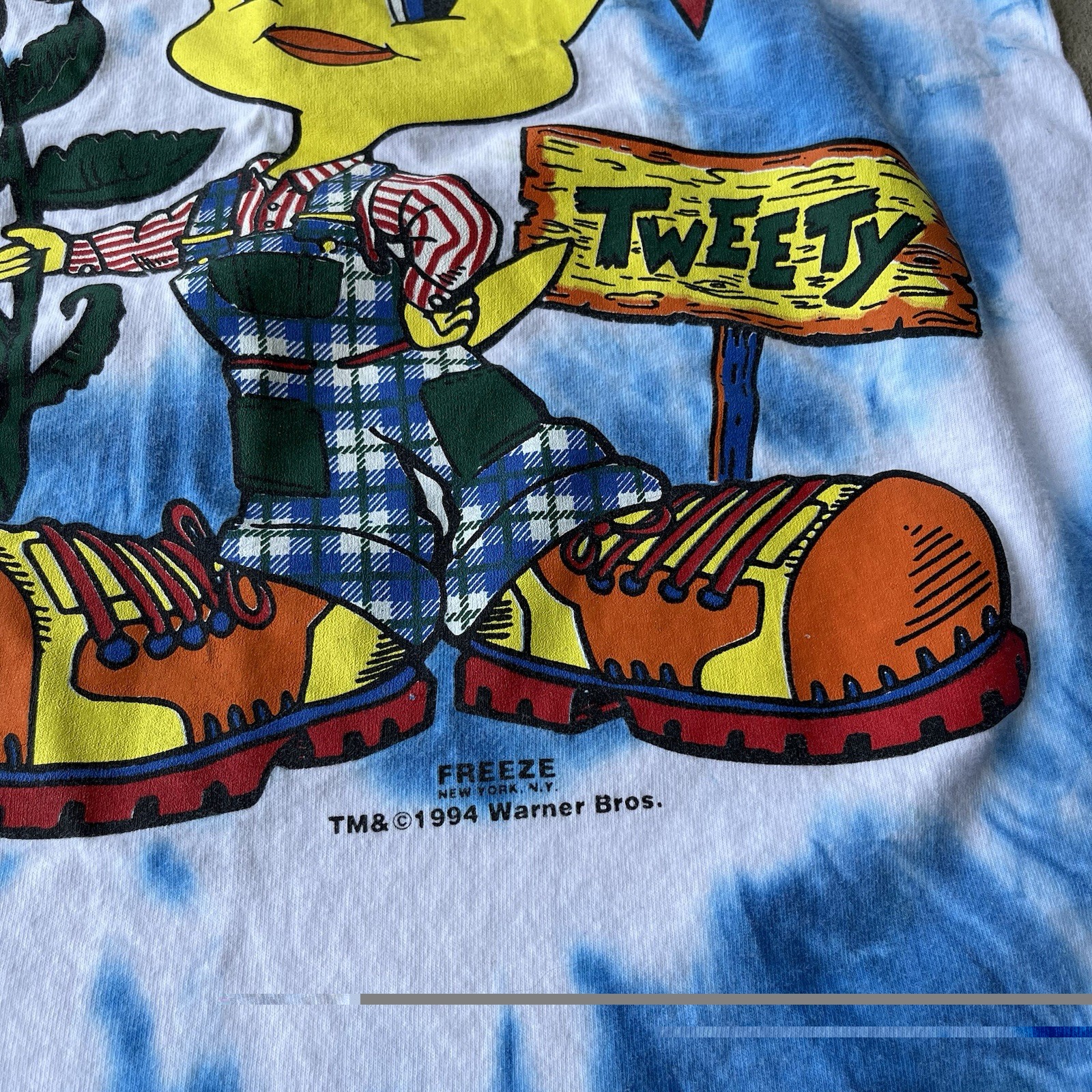 Vintage 1994 Freeze Tweety Tie Dye Flower T Shirt Large