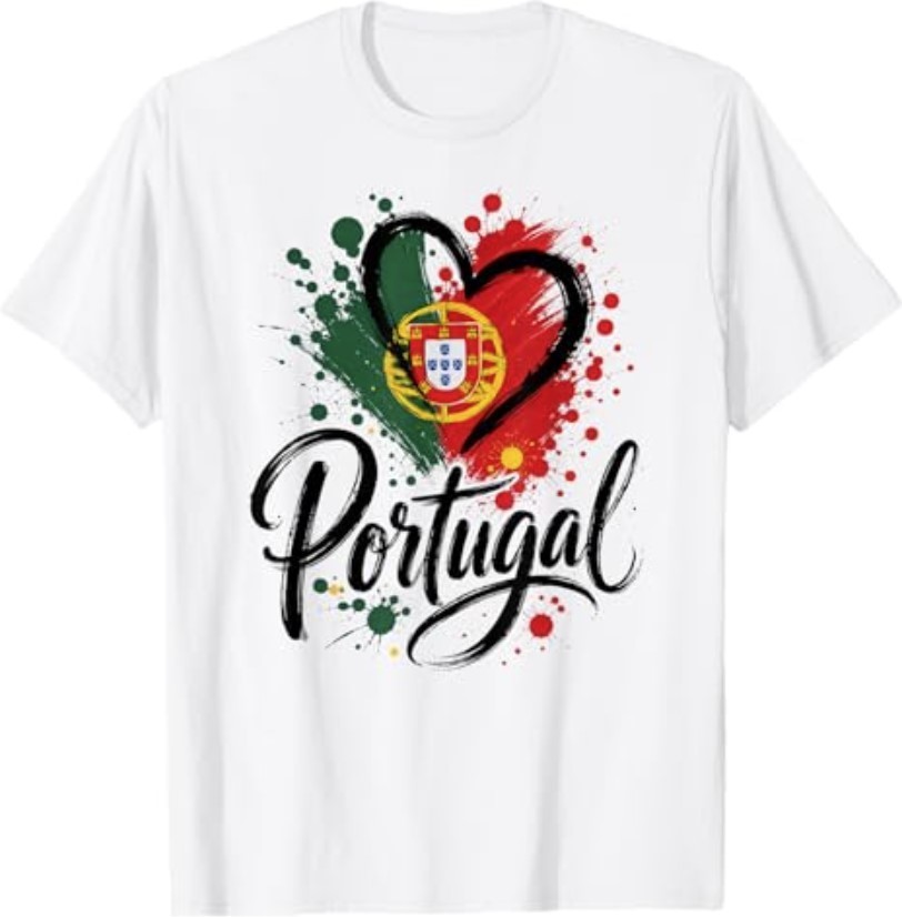 I Love Portugal Vacation Travel Heart Flag Tourist Design T-Shirt