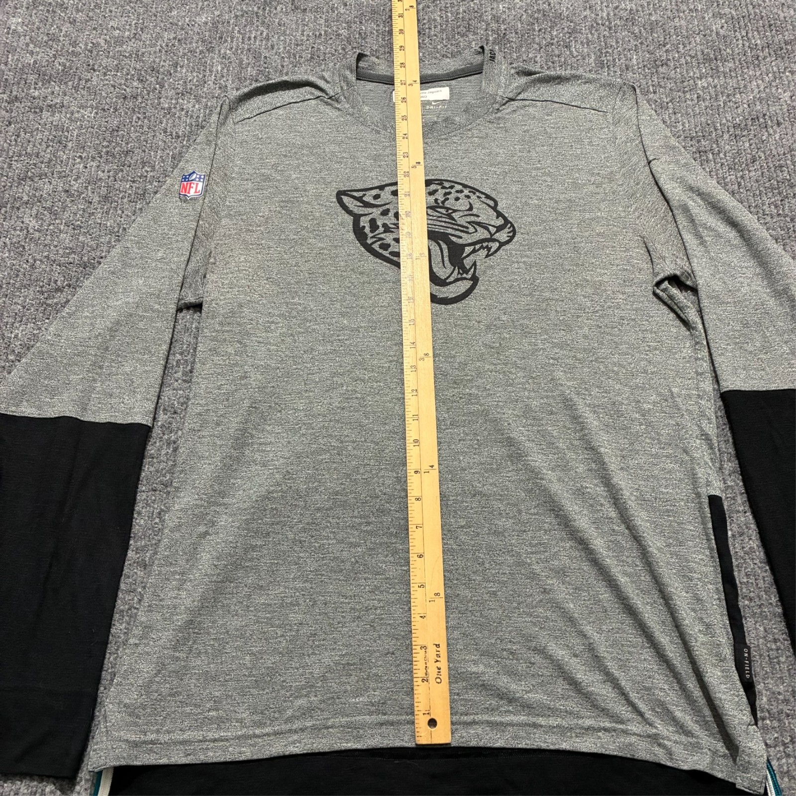 Jacksonville Jaguars Nike Dri-Fit Long Sleeve Shirt Mens Large Gray NFL On Field