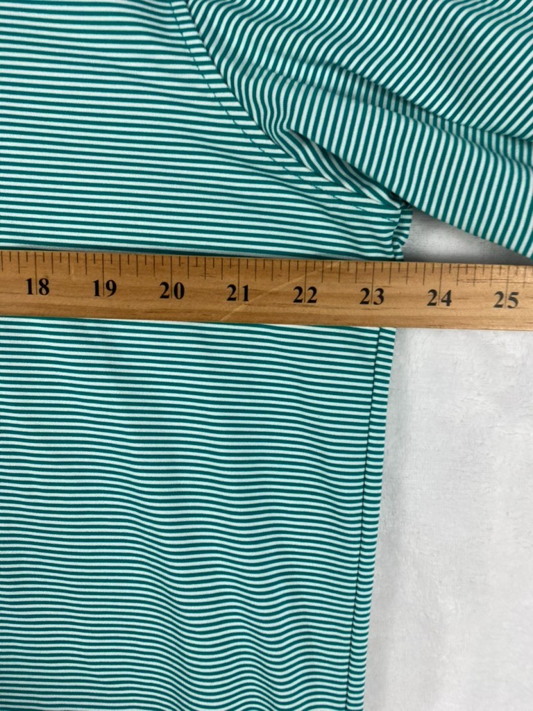 Greyson Golf Polo Shirt Sz L Green Striped Short Sleeve Performance Fabric