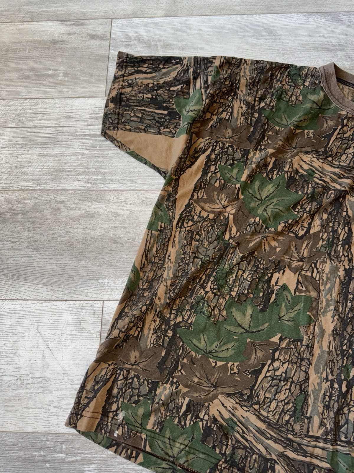 Vintage Ace Sportswear Trebark Camo Shirt XXL Tree Leaf Camouflage Made In USA