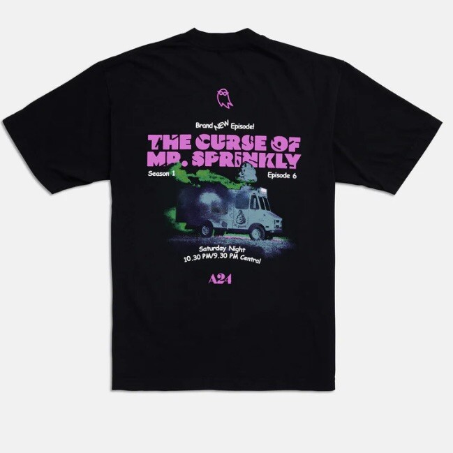 XL A24 I Saw The TV Glow Puff Print Mr Sprinkly Tee Pink Opaque t shirt X Large