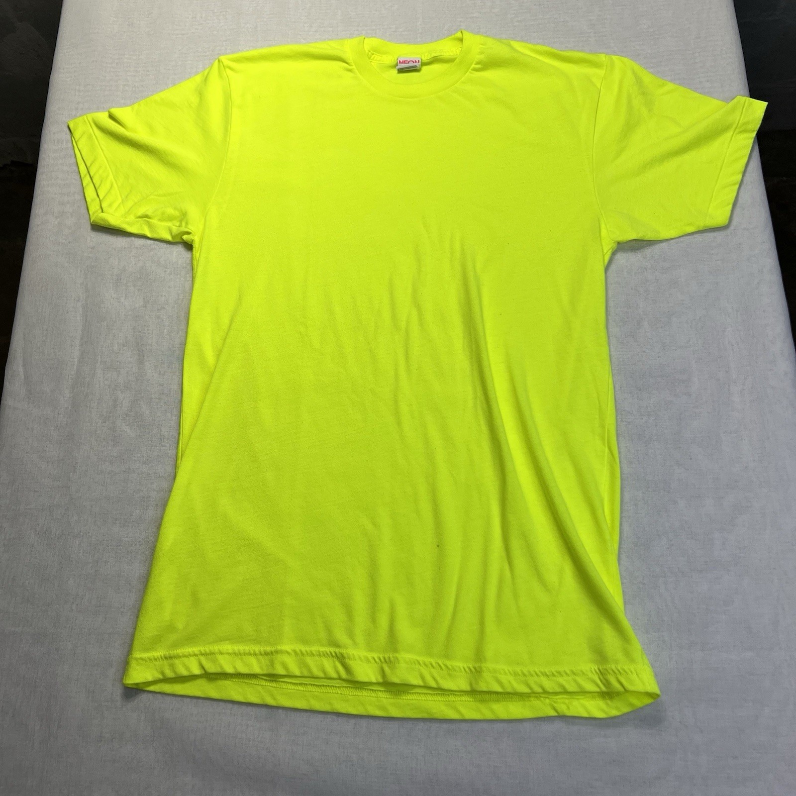 American Apparel NEON Yellow 50/50 T Shirt Cotton Blend USA Made Size Medium