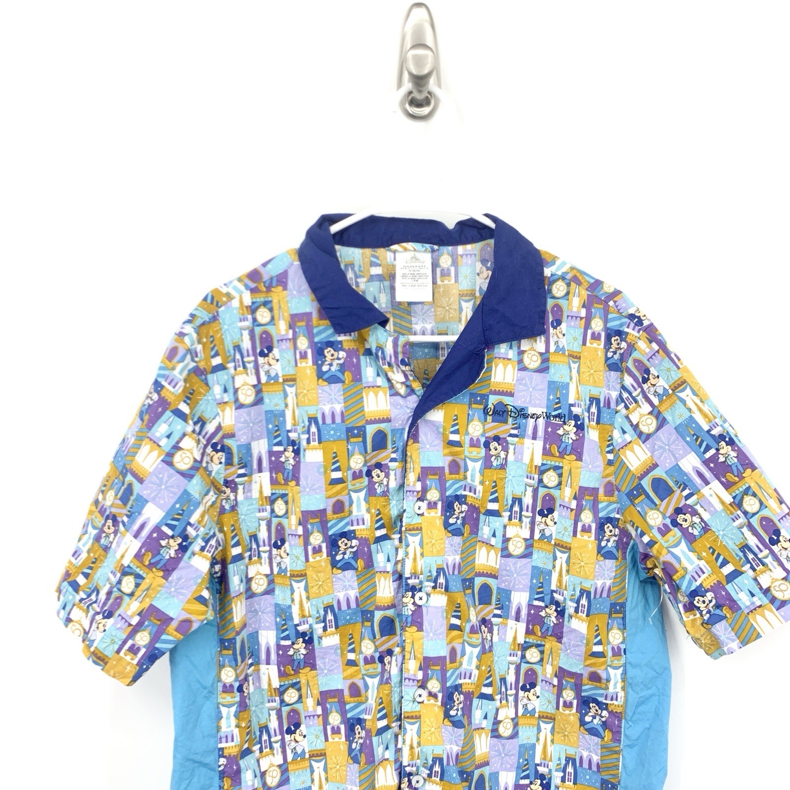 Disney Store Men Size Medium Shirt Button Down Top 50th Anniversary Blue Mickey