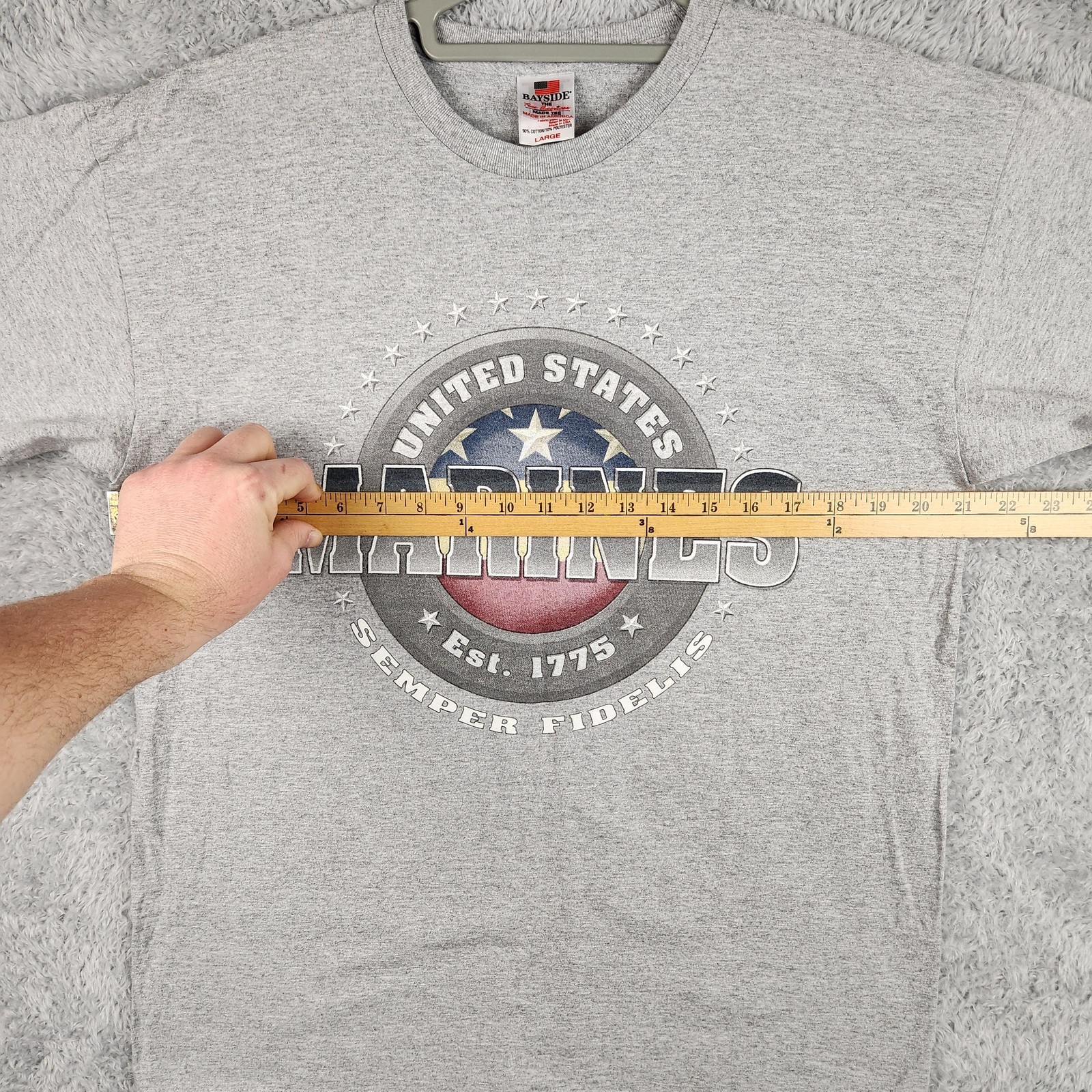 United States Marines Shirt Mens Large Gray Semper Fidelis Graphic USA Logo