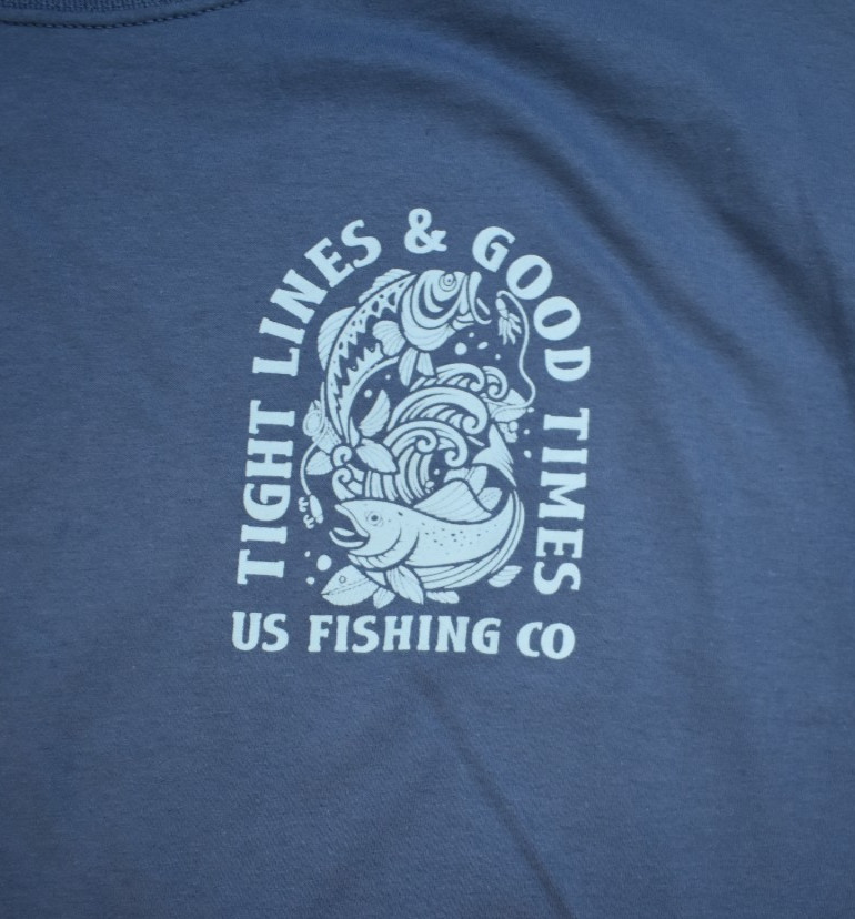 US Fishing Co. Mens Tight Lines, Good Times Long Sleeve Blue Shirt New S-XL