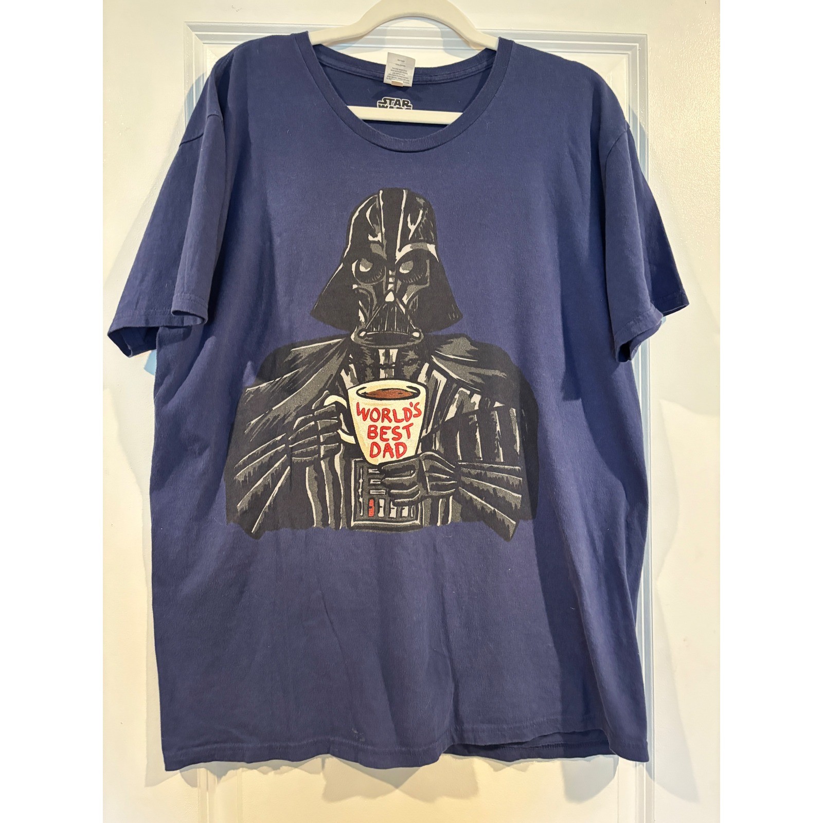 Star Wars Darth Vader Worlds Best Dad Navy Blue Graphic T-Shirt Mens XL