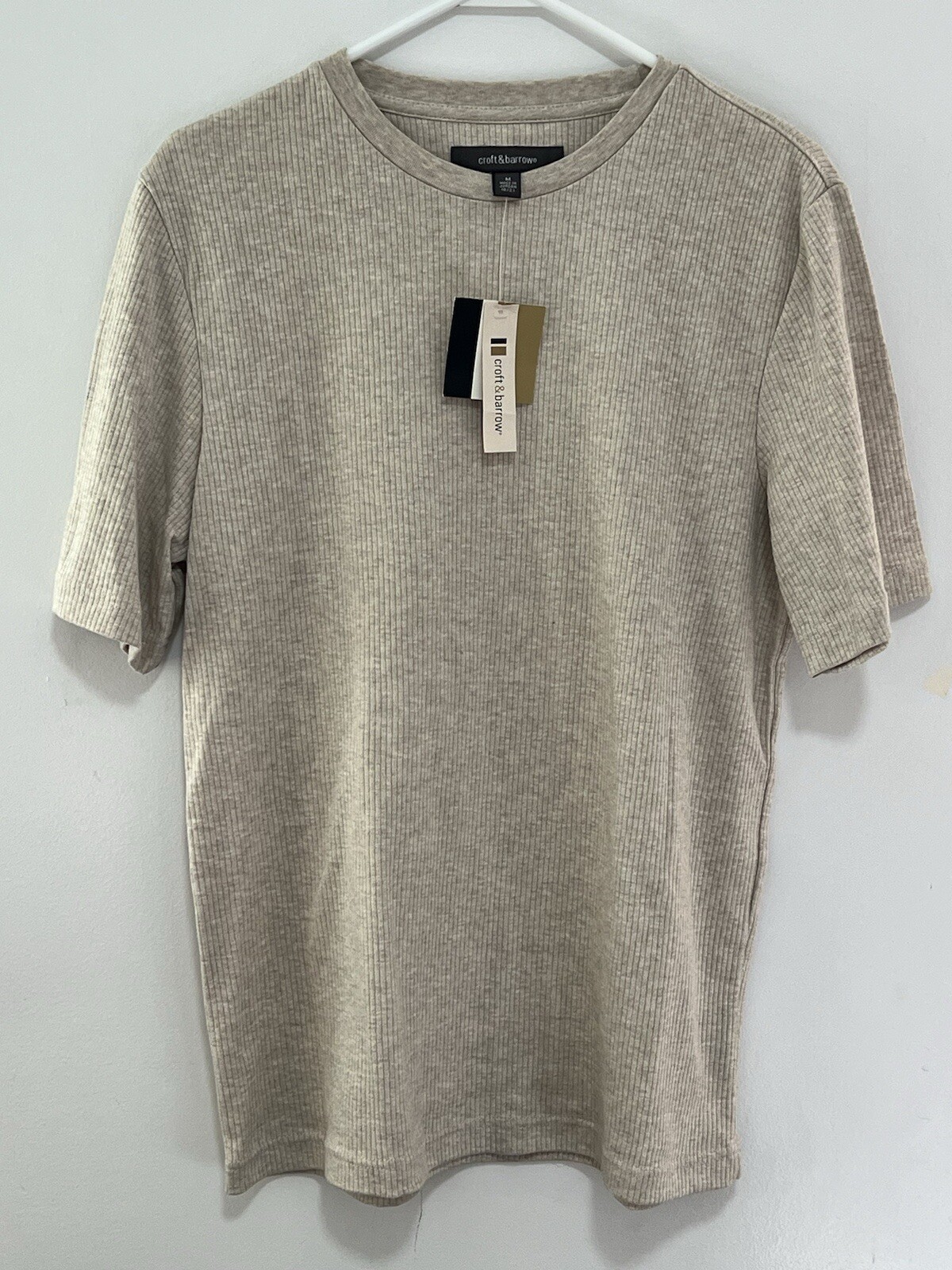 Croft & Barrow Men’s Short Sleeve Crew Neck Knit T-Shirt – Oat Heather – Medium