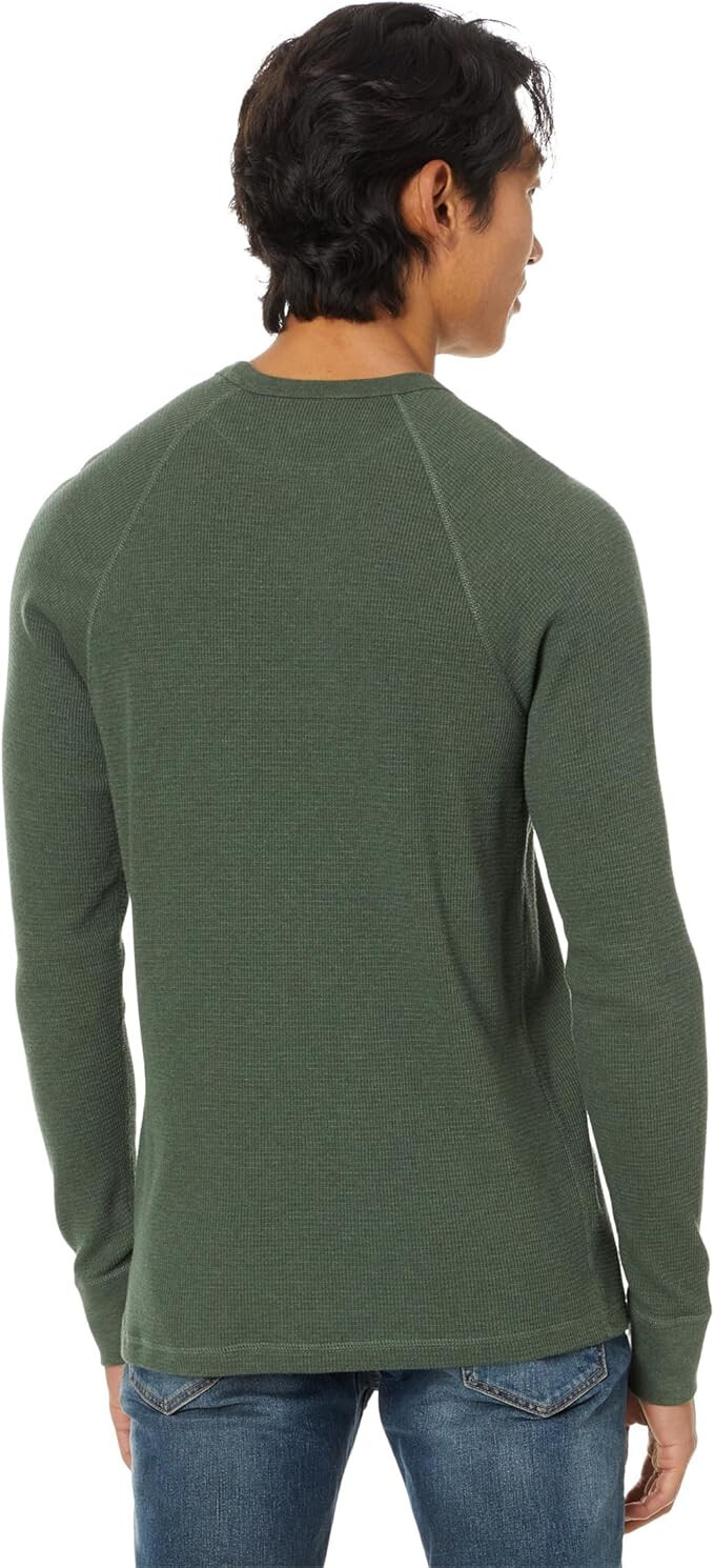 Faherty Men Long Sleeve Cloud Waffle Crew Deep Fern Heather M