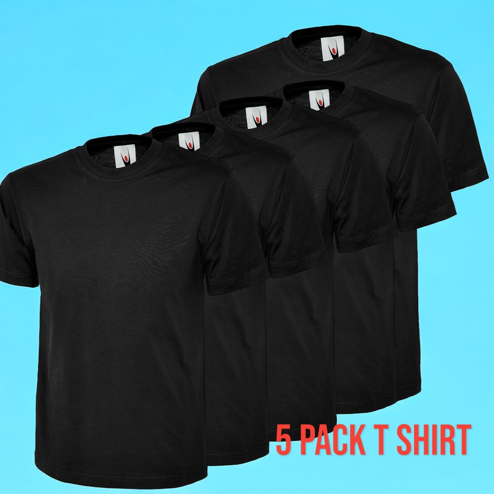 Men&rsquo;s 5 Pack Cotton T-Shirts Crew Neck Short Sleeve Plain Tee Top S-3XL UNEEK