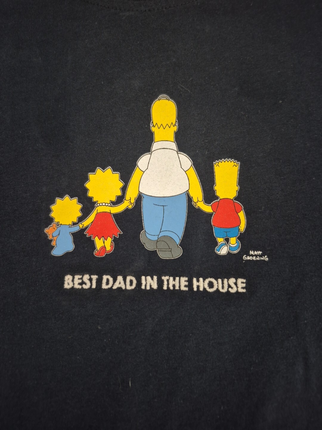 The Simpsons T Shirt Mens S Navy Blue Best Dad in the Family Short Sleeve New