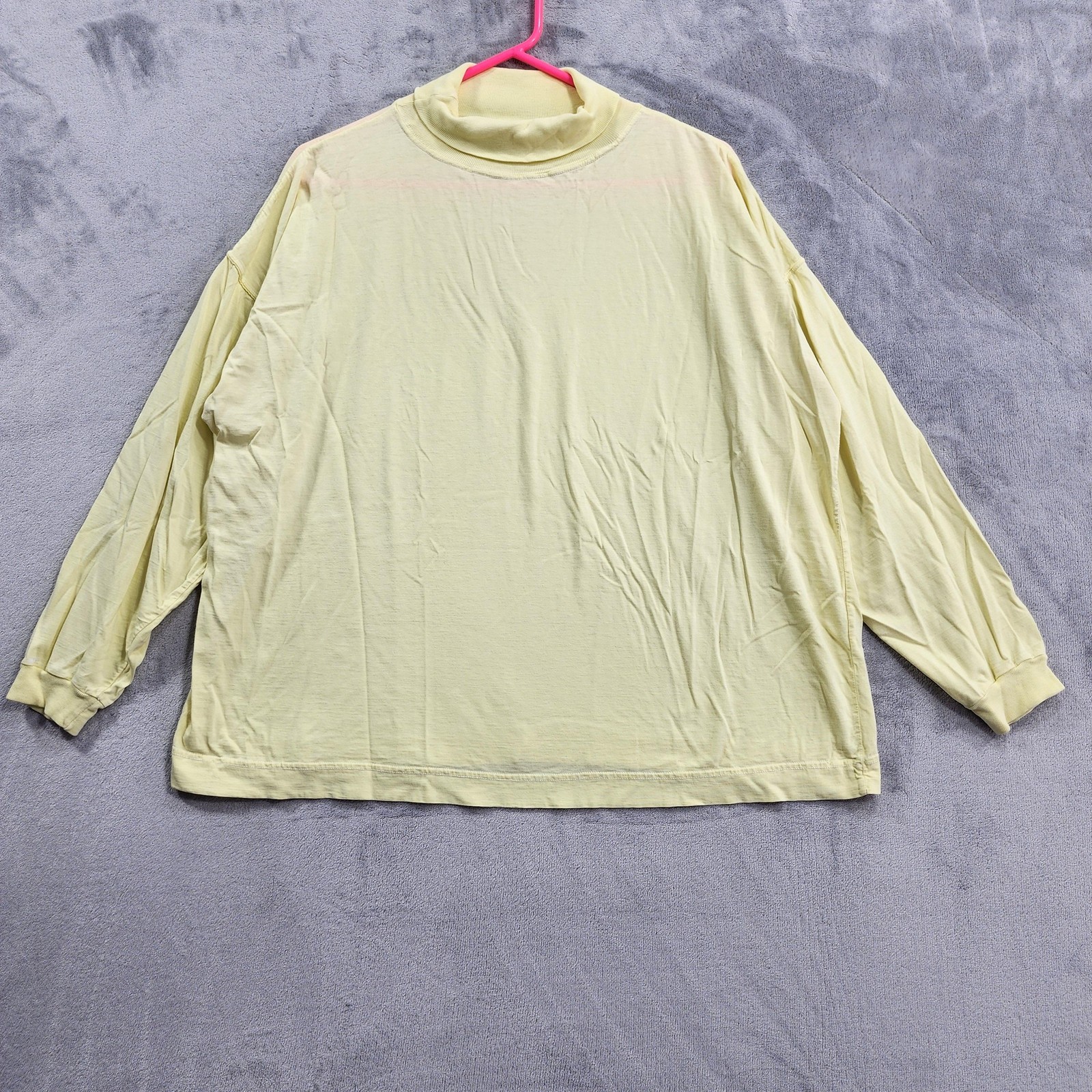 Vintage Top Mens L Yellow Long Sleeve Turtleneck Lightweight Cotton Casual