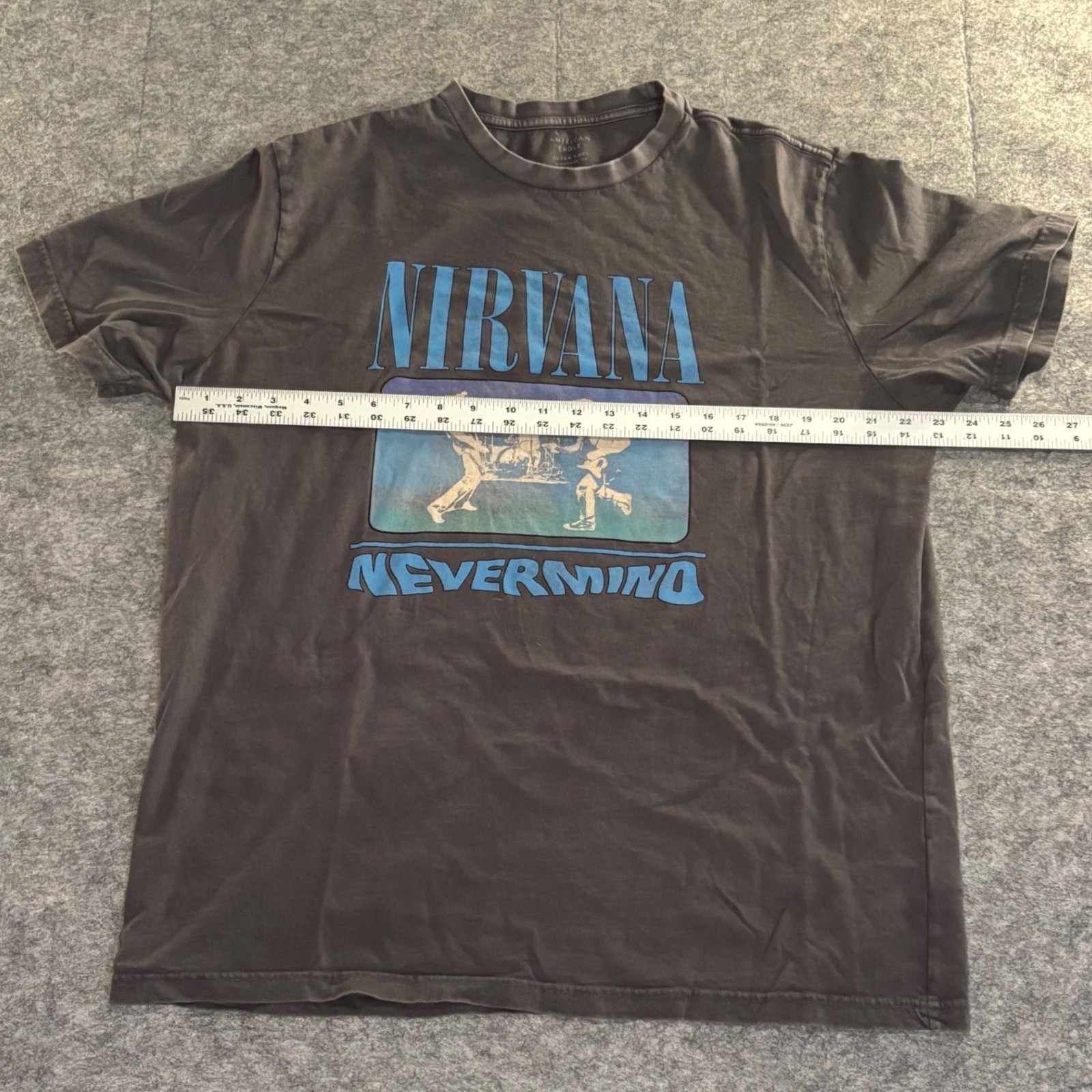 American Eagle Nirvana Nevermind Graphic T-Shirt Mens XL Super Soft Gray Blue