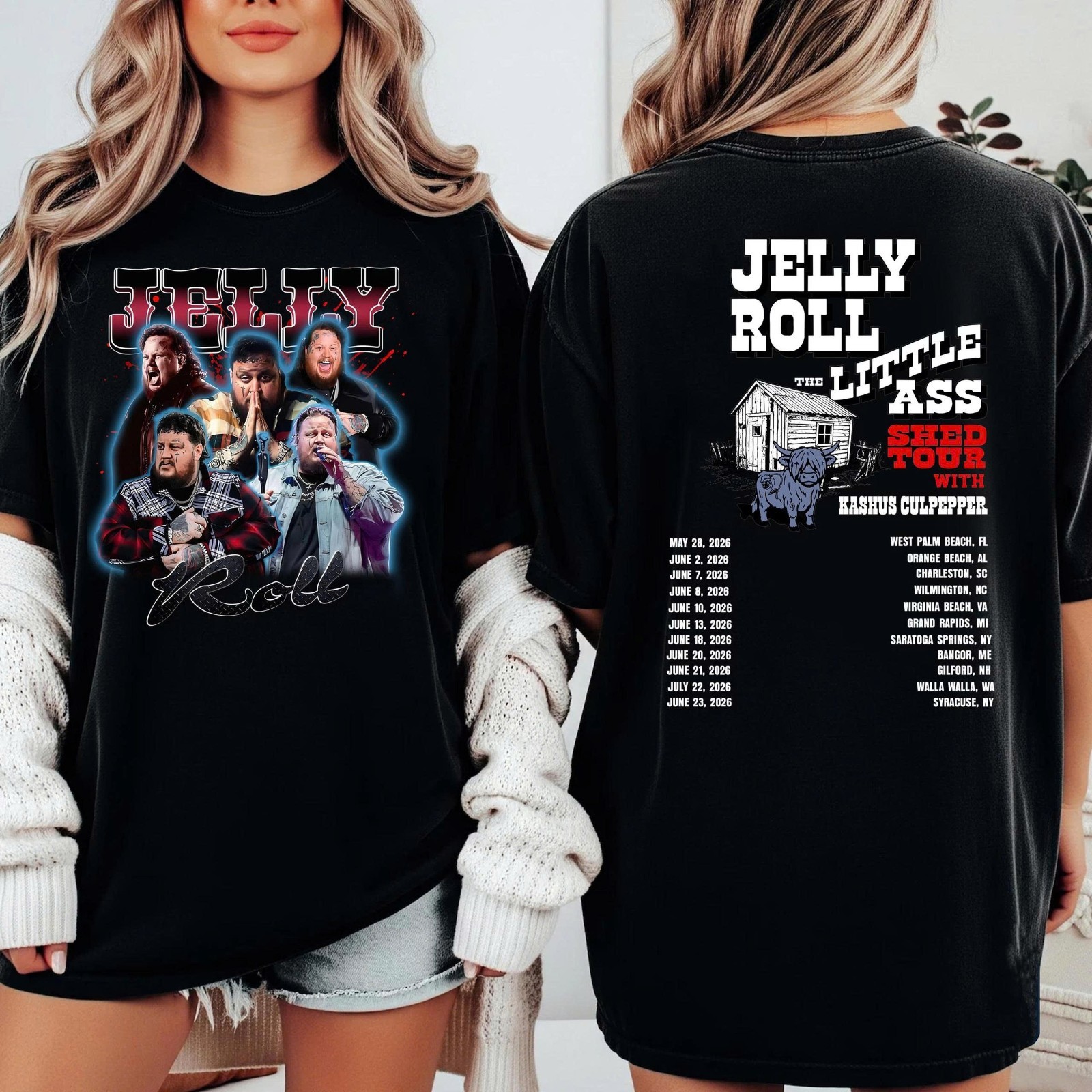 Jelly Roll Little Ass Shed Tour 2026 Concert Graphic T Shirt S-5XL