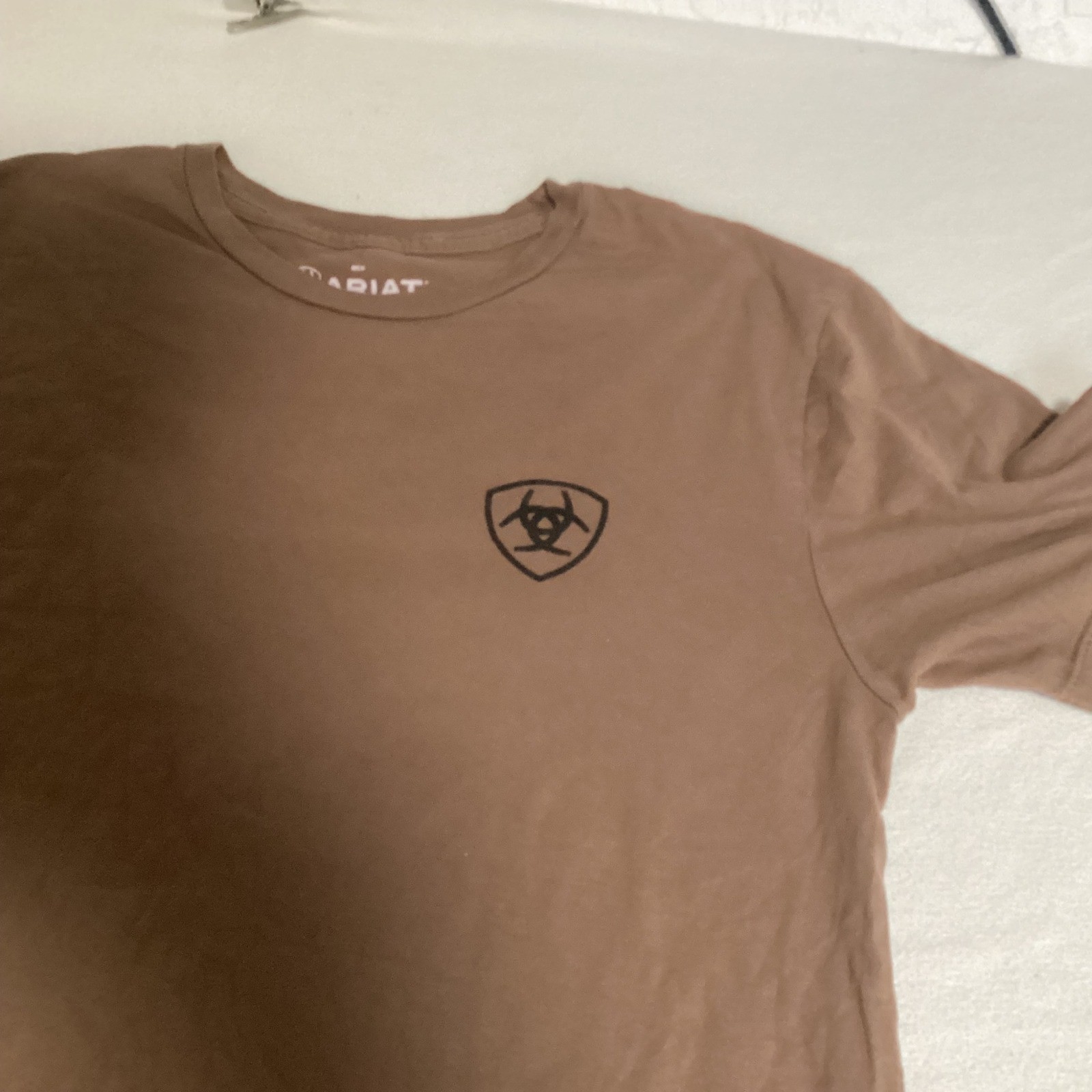 Ariat Mens Brown Graphic T-Shirt Large Buckle Exclusive Land of the Free Flag