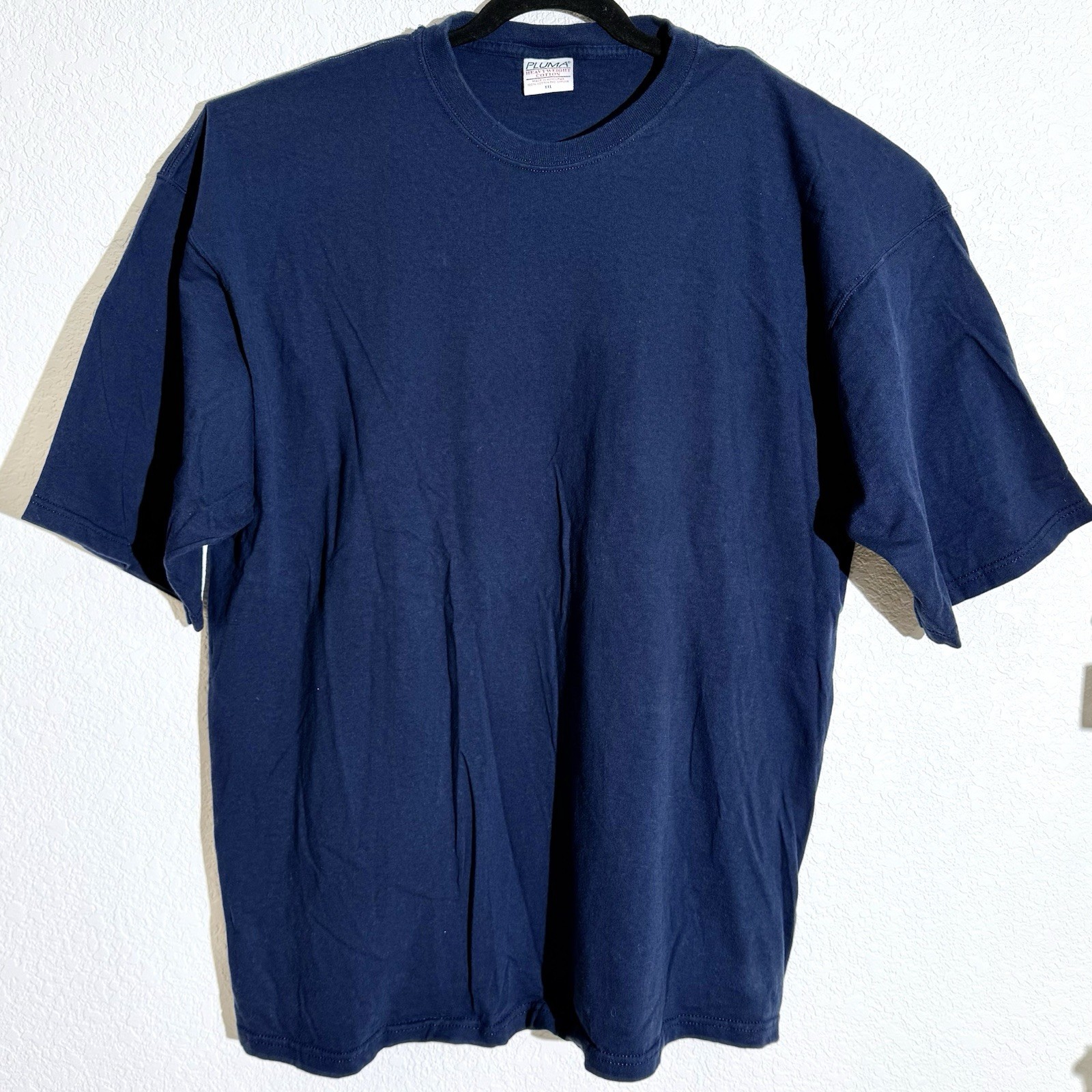Vintage Pluma T-Shirt Mens 2XL Navy Blue VTG 90s Y2K USA Made Heavyweight Cotton