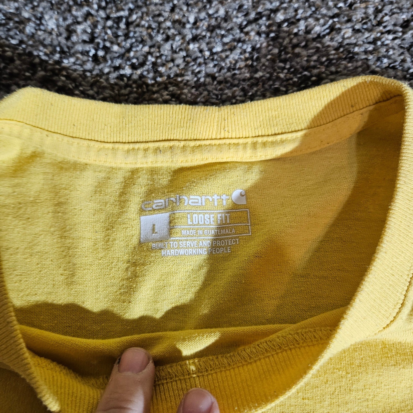 Carhartt K87 Mens Loose Fit Pocket T-Shirt Yellow Large L Cotton Blend Workwear