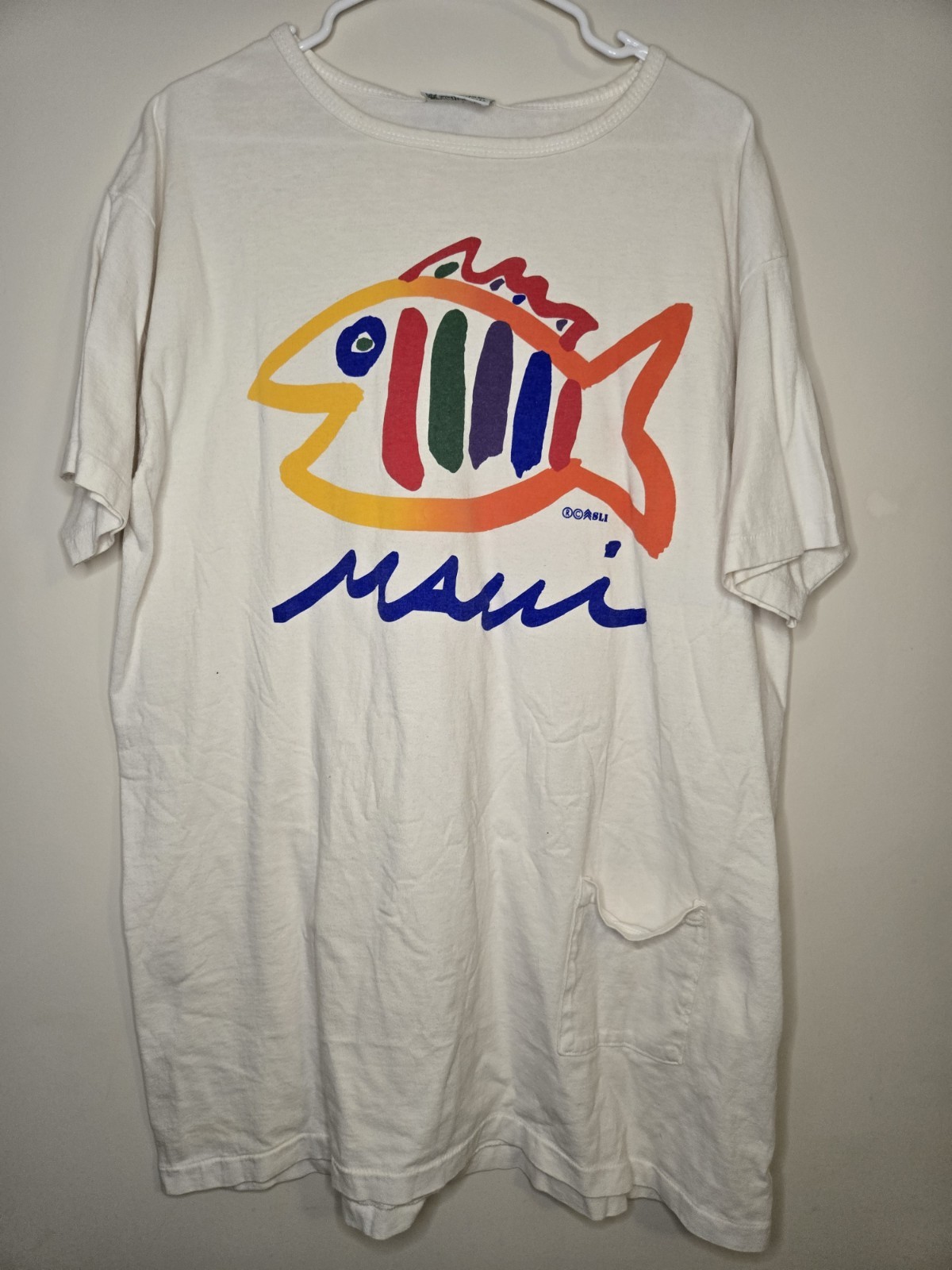 VTG Maui Shirt Unisex One Size White Short Sleeve SGT Leisure USA Single Stitch