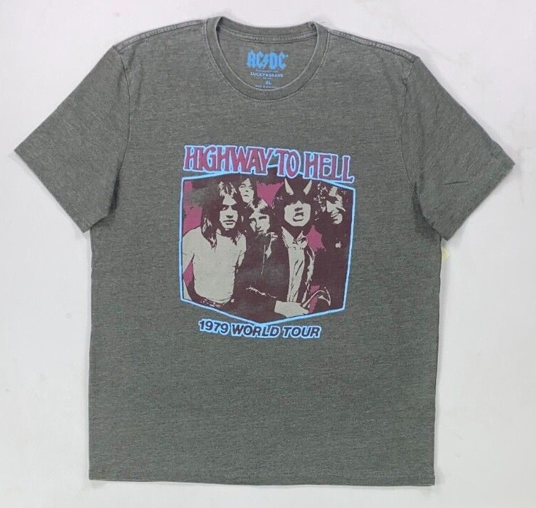 Men&rsquo;s LUCKY Brand ACDC Highway to Hell 1979 World Tour DISTRESSED Print T-Shirt